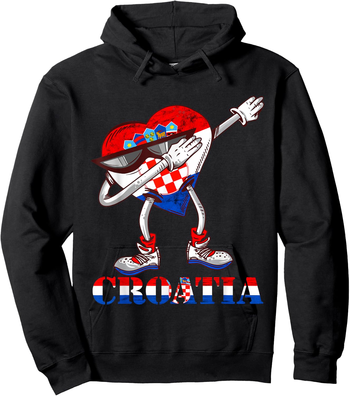 Dabbing Heart Croatian Flag Hrvatska Croatian Roots Croatia Hoodie - Hoodie | Black