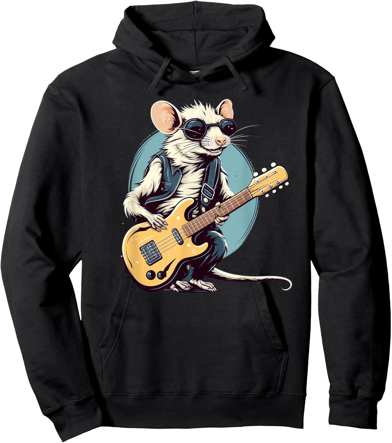 Funny Punk Rocker Rat with electric Guitar Costume Hoodie - Hoodie | Black