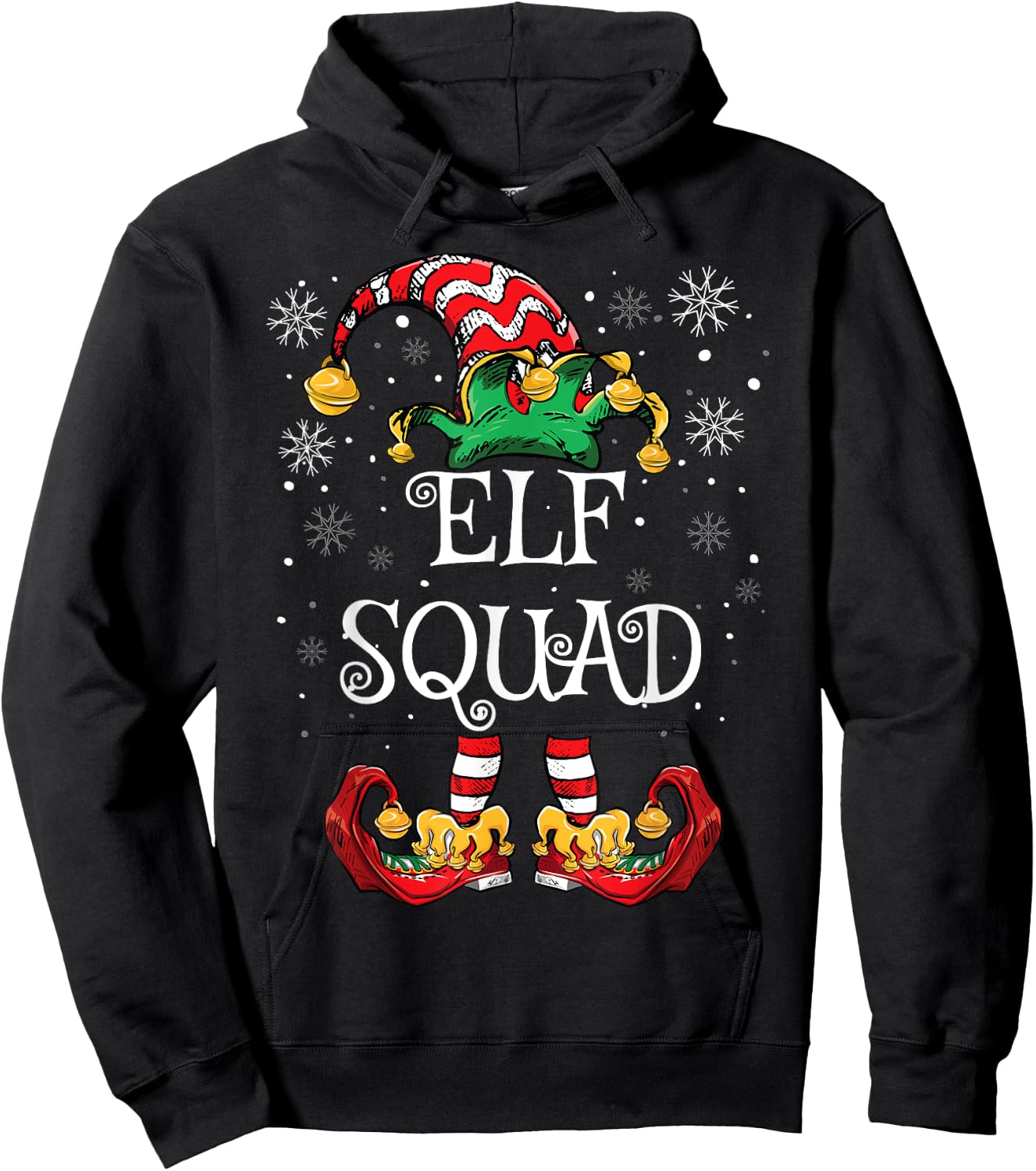 Elf Squad Christmas Family Matching Christmas Hoodie - Hoodie | Black