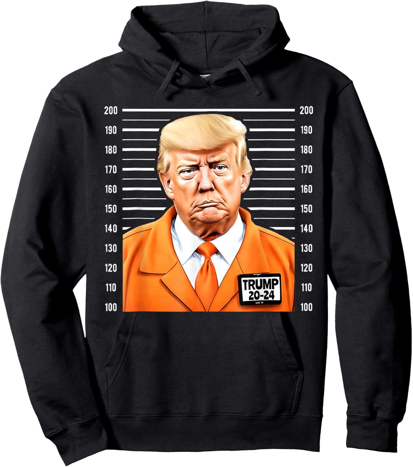 Funny Trump 2024 Mug Shot Orange Jumpsuit Parody Behind Bars Hoodie - Hoodie | Black