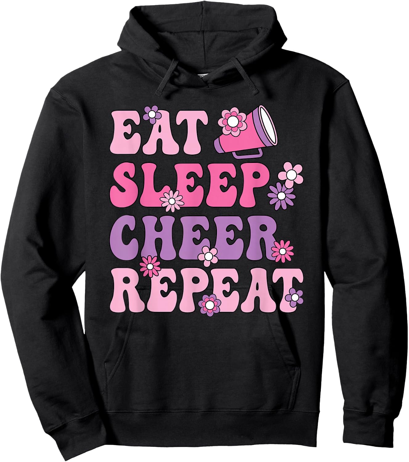 Eat Sleep Cheer Repeat Cheerleader Cheerleading Women Girls Hoodie - Hoodie | Black