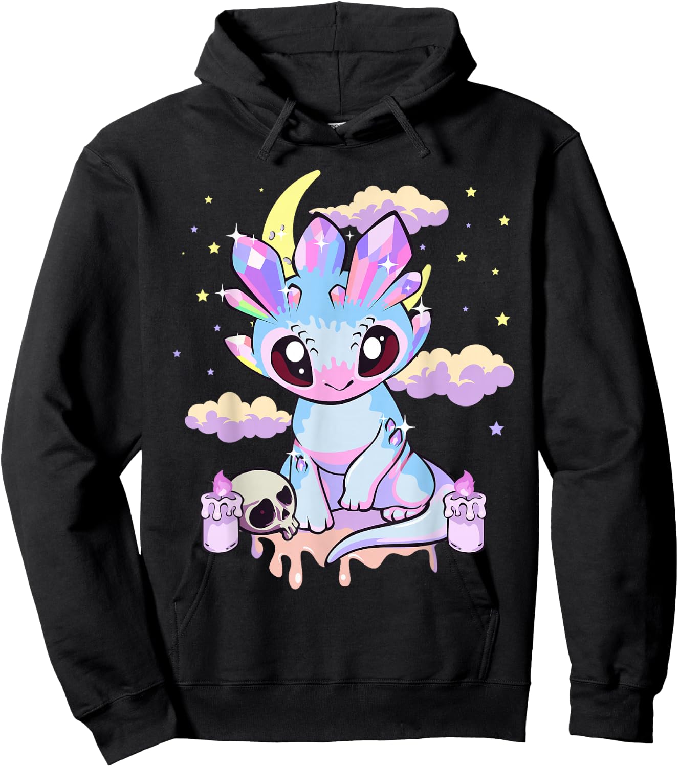 Pastel Goth Kawaii Cute Crystal Dragon Girls Women Hoodie - Hoodie | Black