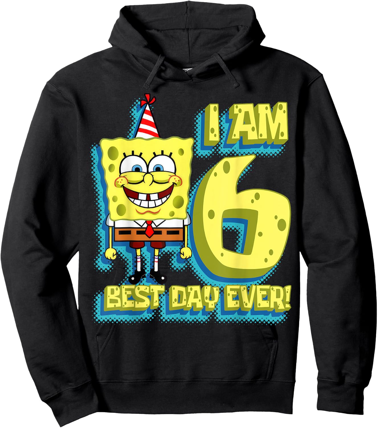 Mademark x SpongeBob SquarePants - SpongeBob SquarePants Birthday I am 6 Best Day Ever Hoodie - Hoodie | Black