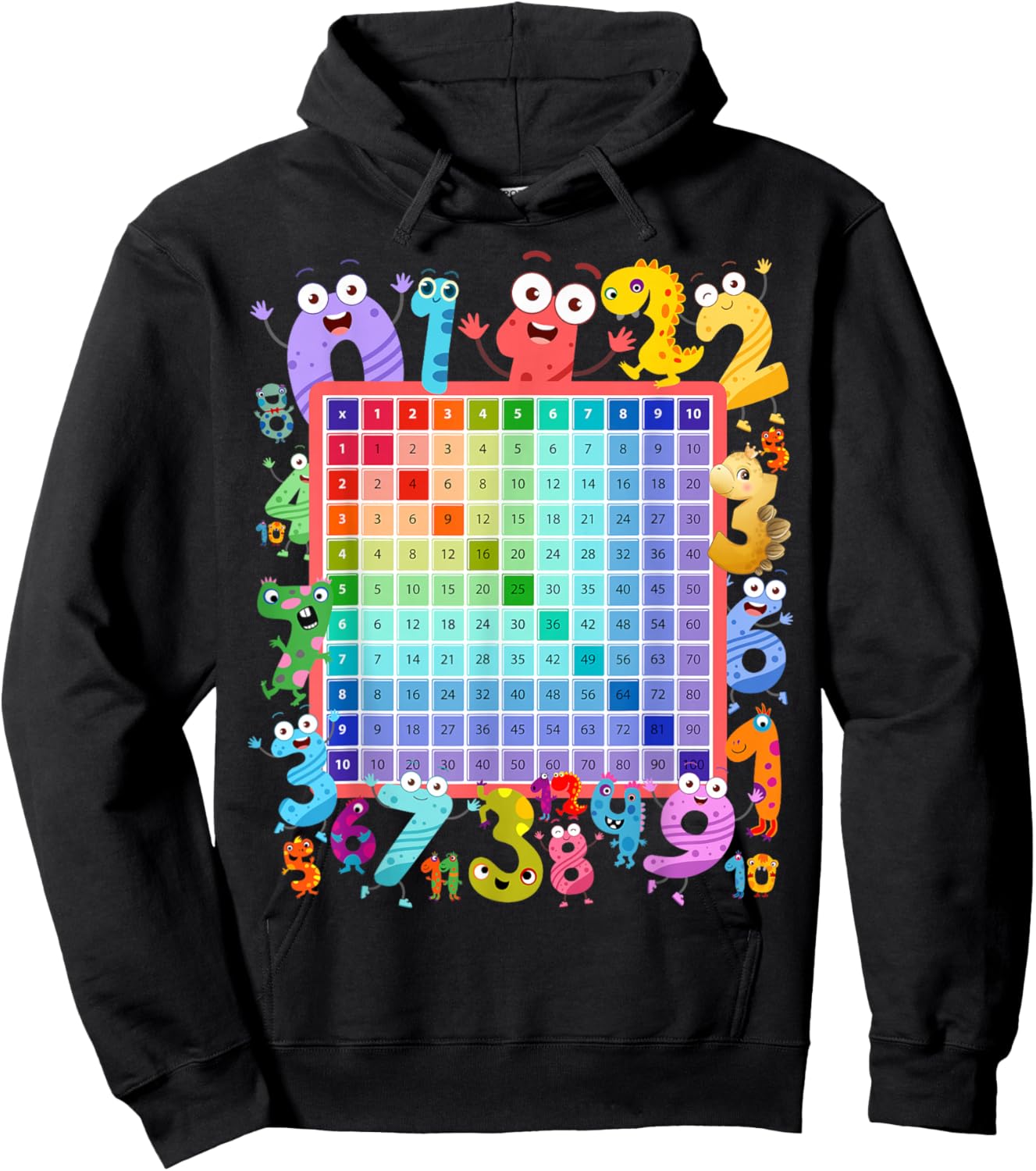 Dinosaur Numbers Idea for Kids & Dino Multiplication Square Hoodie - Hoodie | Black