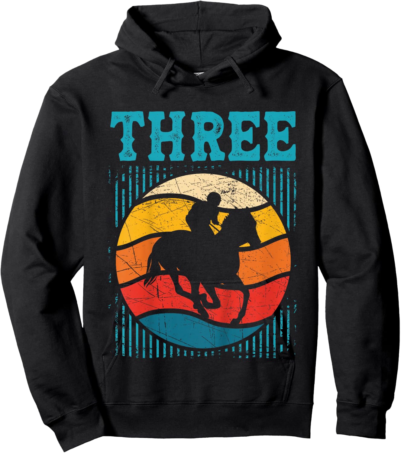 Kids 3rd Birthday Horse Rider Fan 3 Years old Girls Boys Kids Hoodie - Hoodie | Black