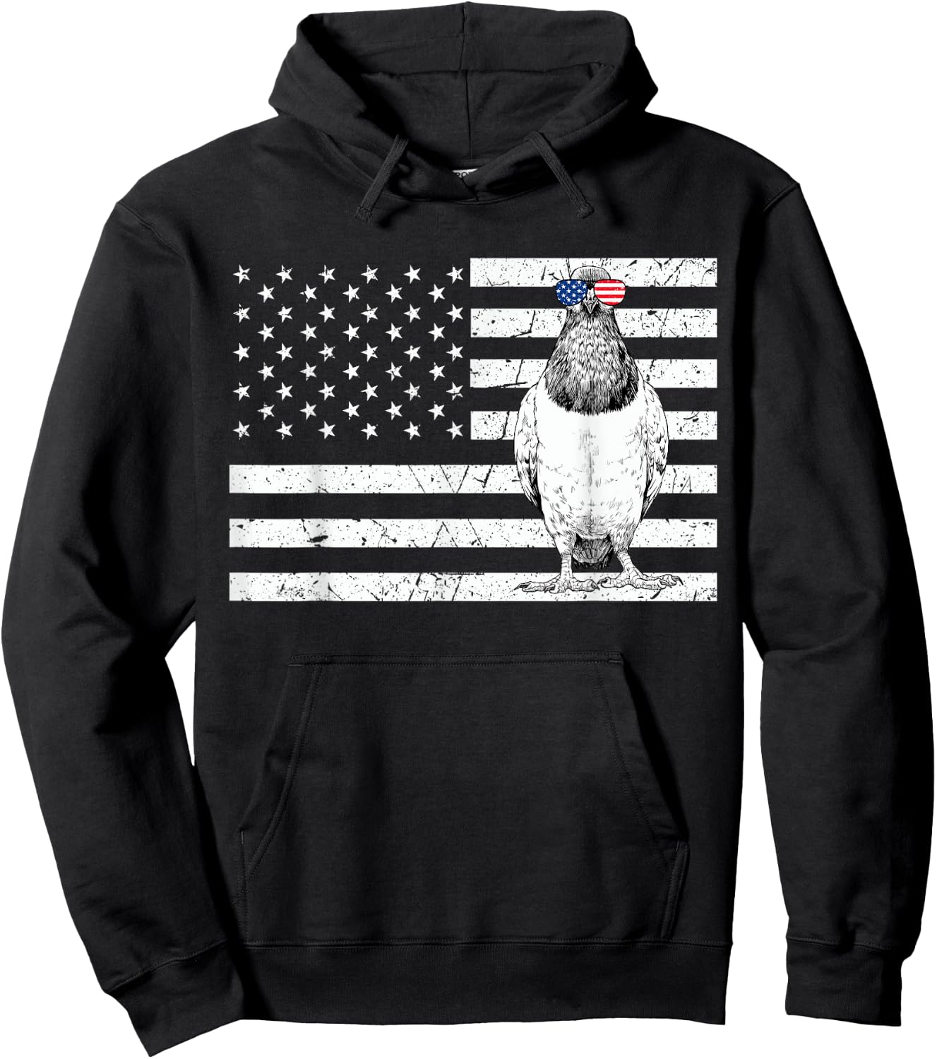 Pigeon 4th of July Bird Watching US American Flag Patriotic Women Kids Men Hoodie - Hoodie | Black