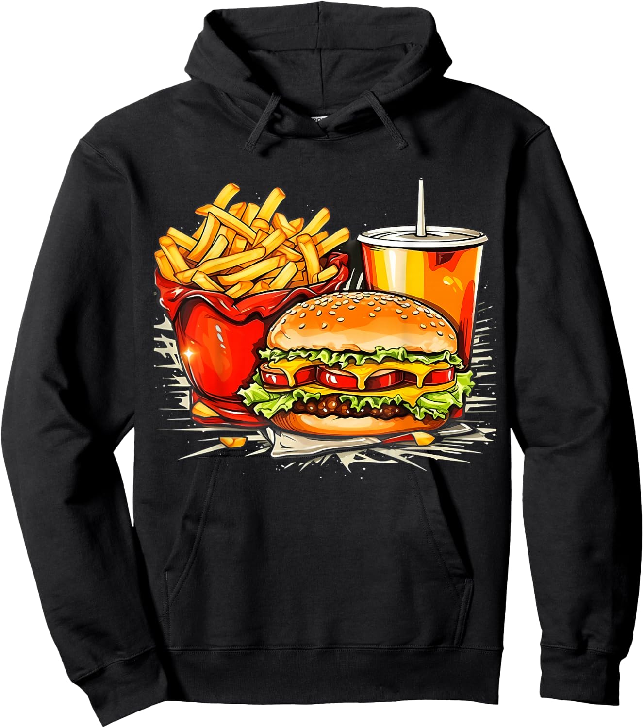Retro Style Fast Food Hoodie - Hoodie | Black