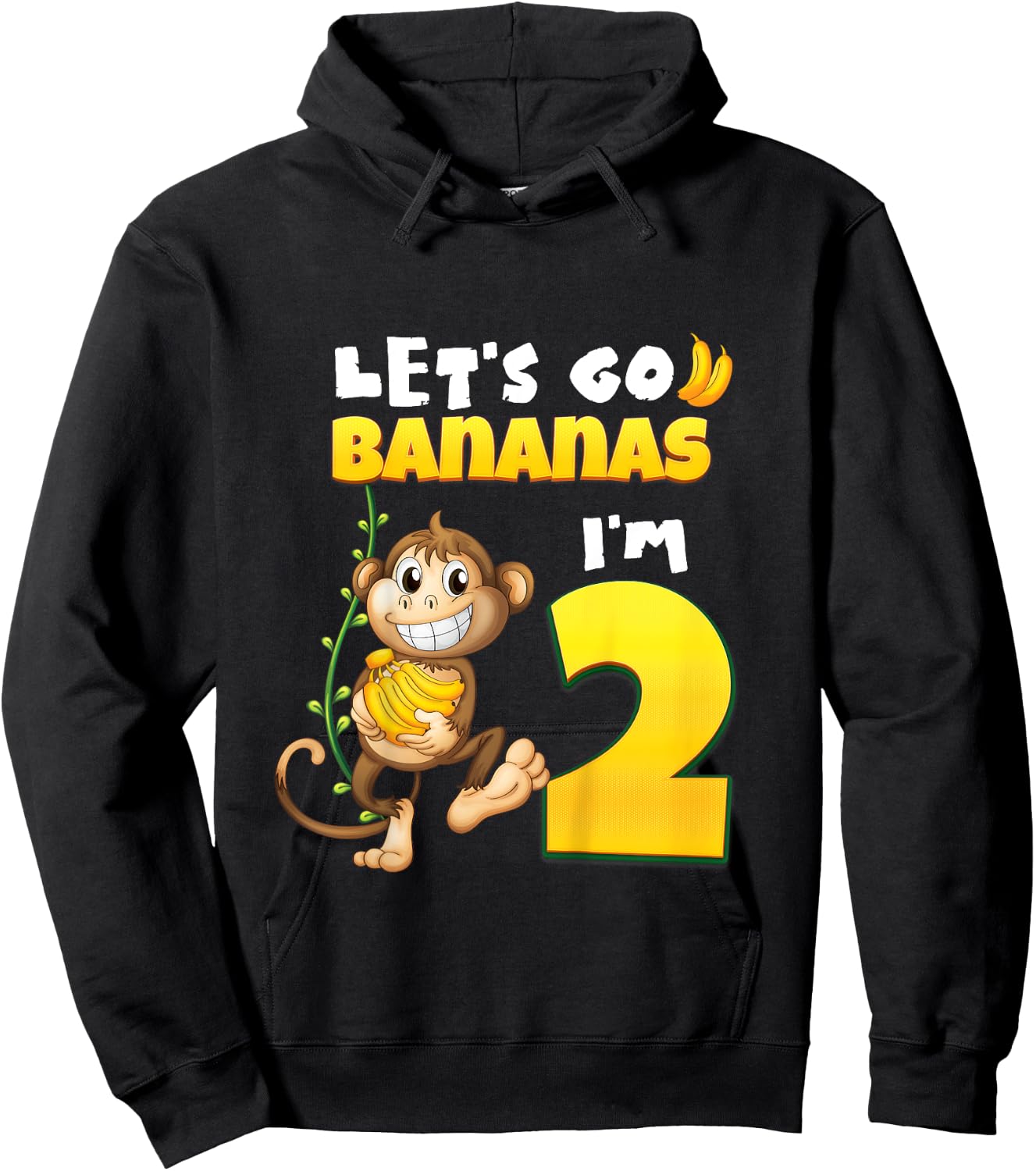 Let's Go Bananas I'm 2 Zoo Animal Jungle Safari 2nd Birthday Hoodie - Hoodie | Black