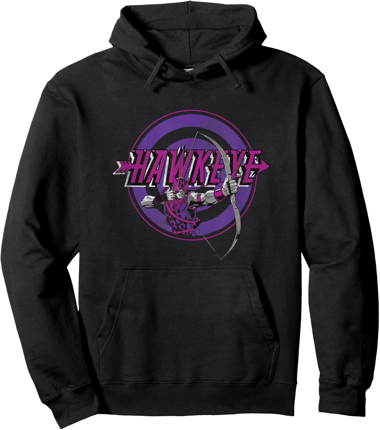 Marvel Comics Retro Classic Hawkeye Bullseye Portrait Hoodie - Hoodie | Black