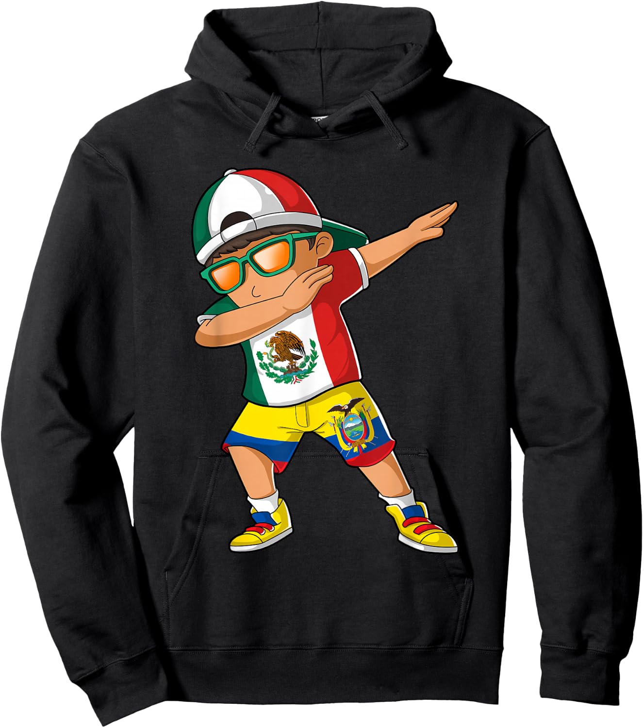 Half Mexican Half Ecuadorian Boy Mexico Ecuador Flag Hoodie - Hoodie | Black