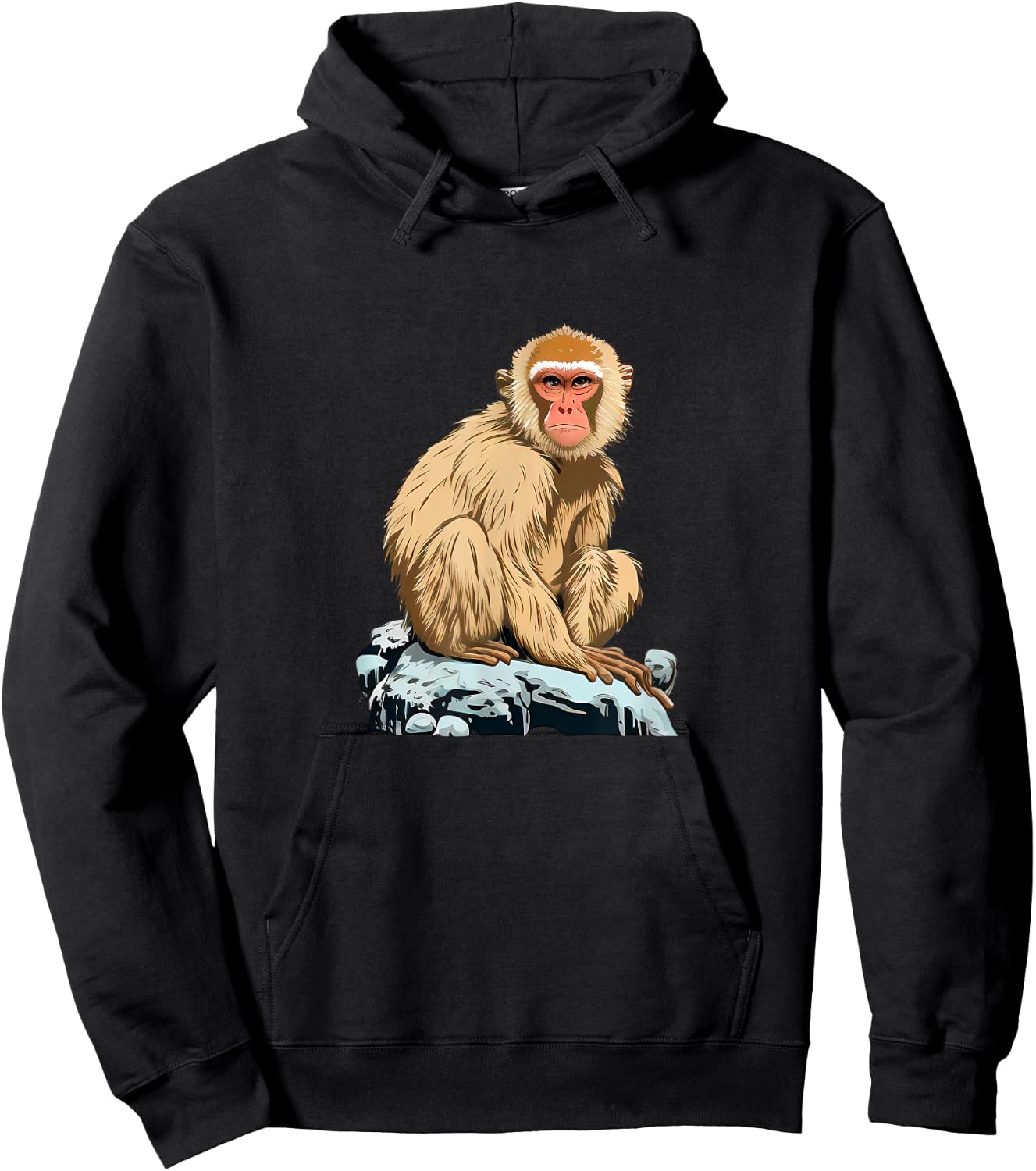 Funny cute japanese Monkey loves Snow Hoodie - Hoodie | Black