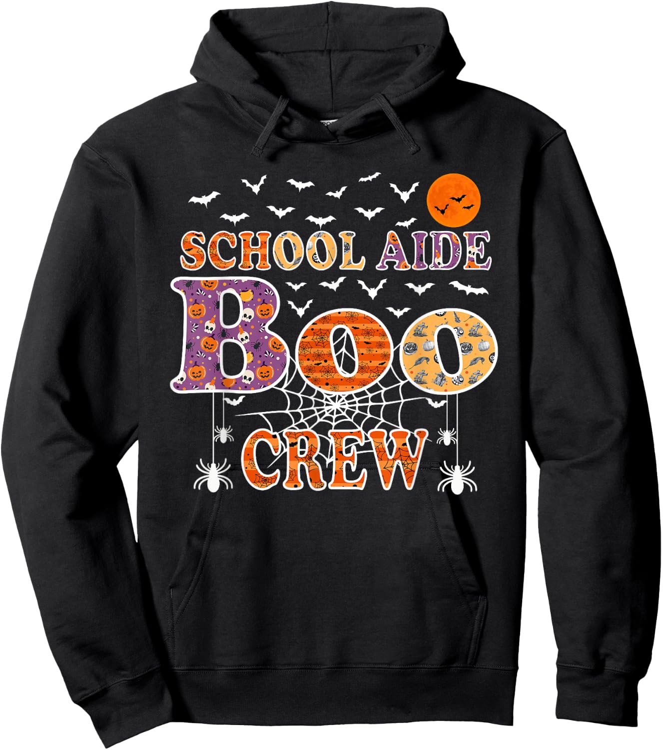 School Aide Boo Crew Shirt Funny Halloween Teacher Hoodie - Hoodie | Black