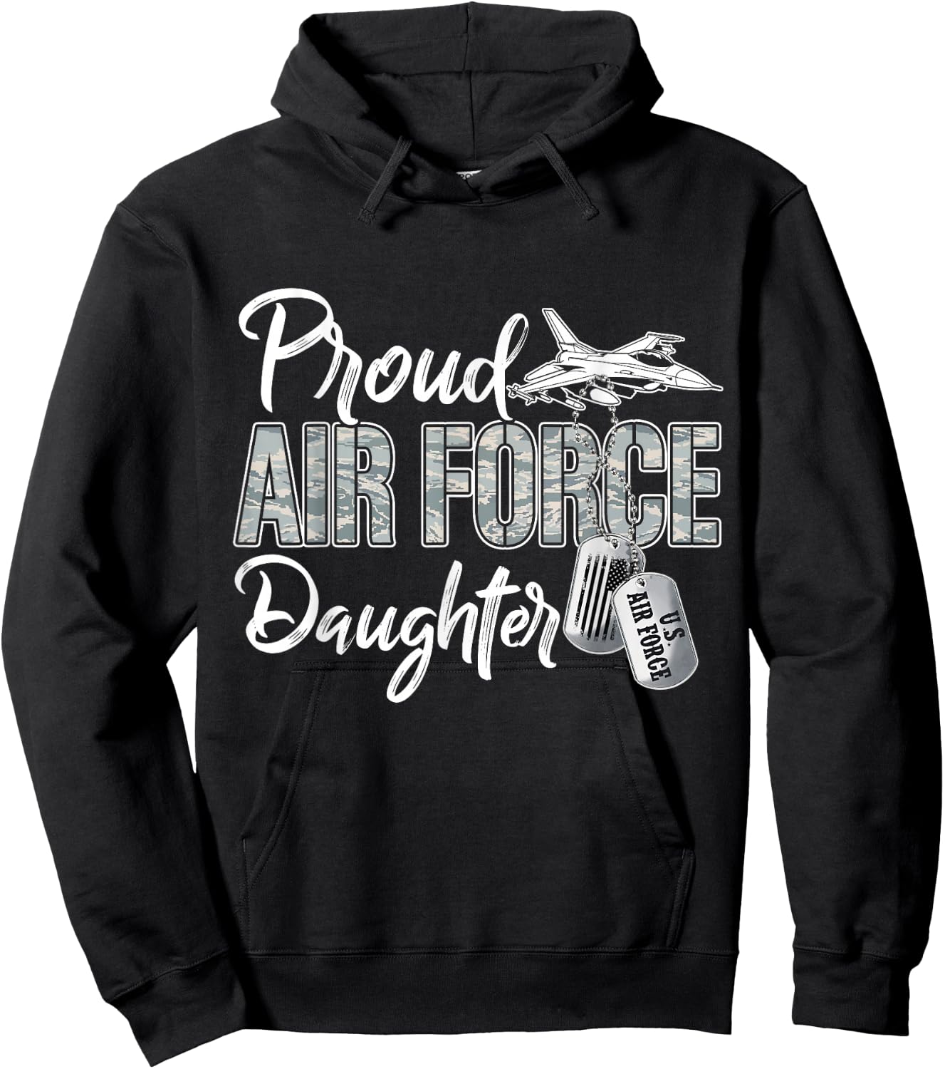 Proud Air Force Daughter Air Force Graduation USAF Daughter Hoodie - Hoodie | Black