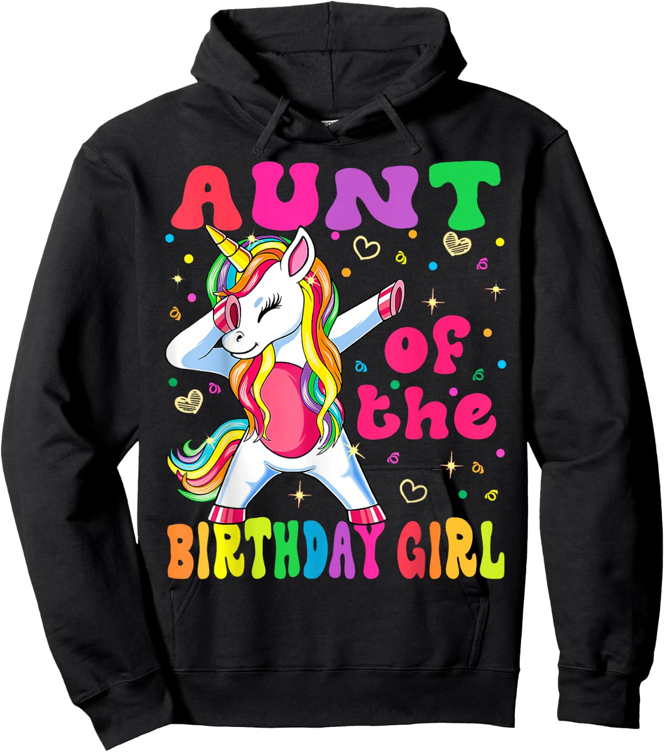 Aunt of the Birthday Princess Girl Dabbing Unicorn Hoodie - Hoodie | Black