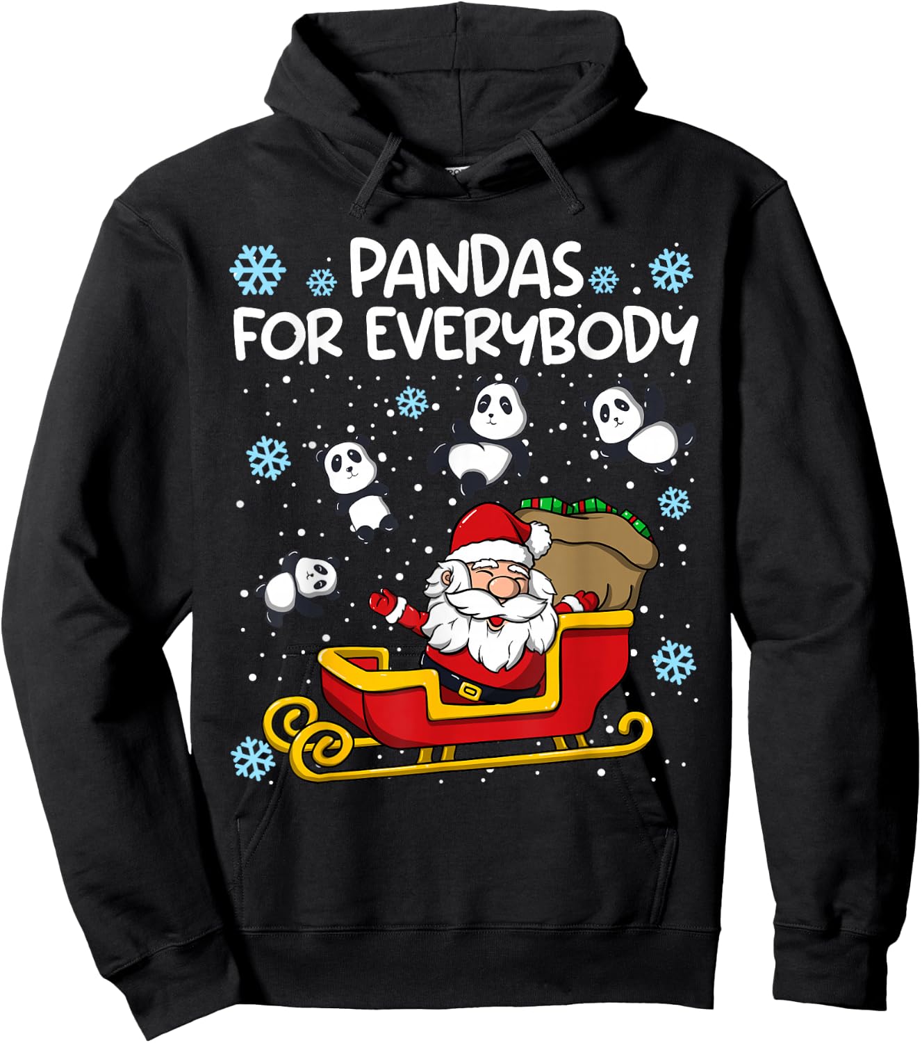Pandas for Everybody Santa Sled Funny Christmas Panda Bear Hoodie - Hoodie | Black