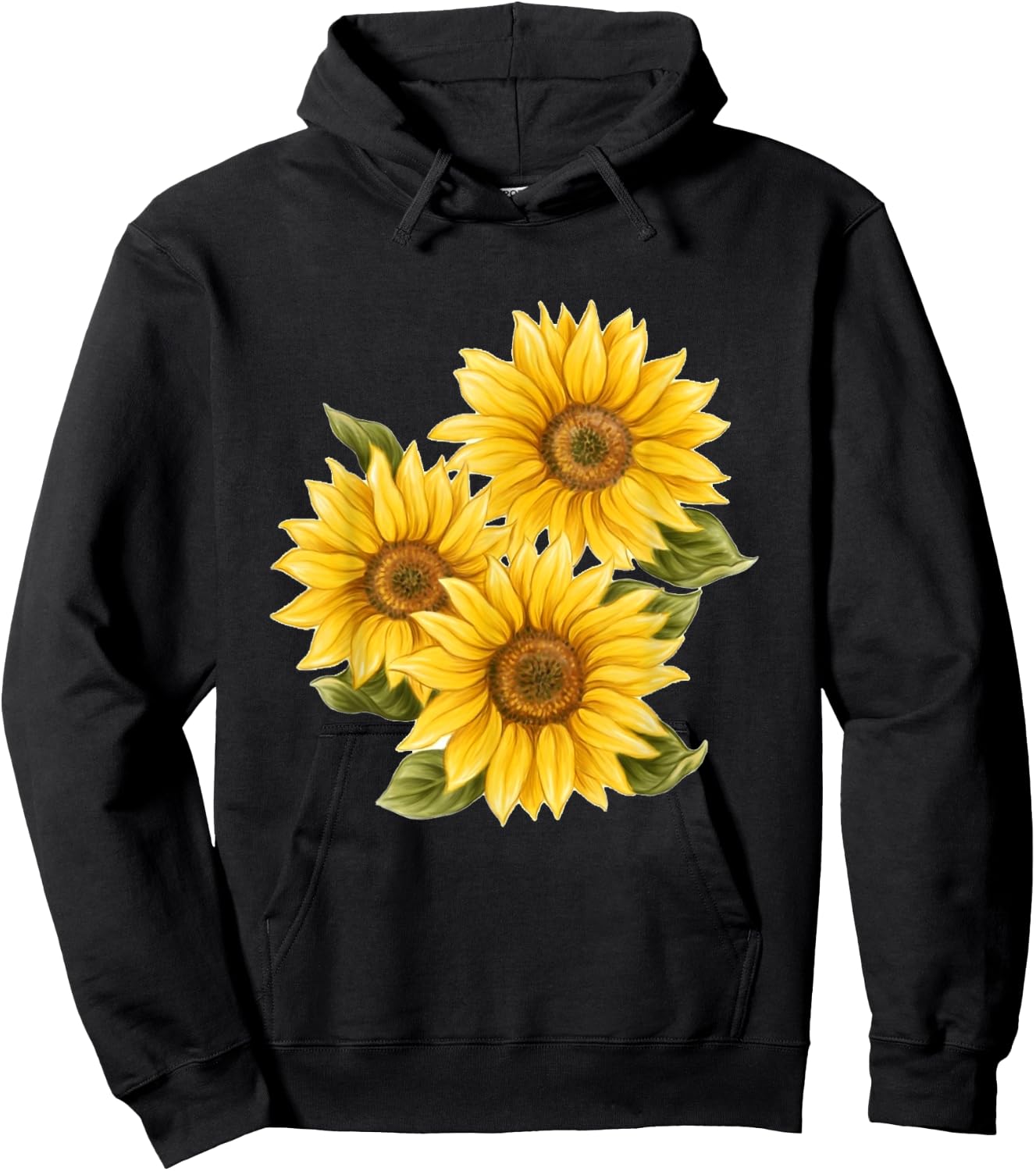 Yellow Sunflower Floral Watercolor Positivity Cute Painting Hoodie - Hoodie | Black