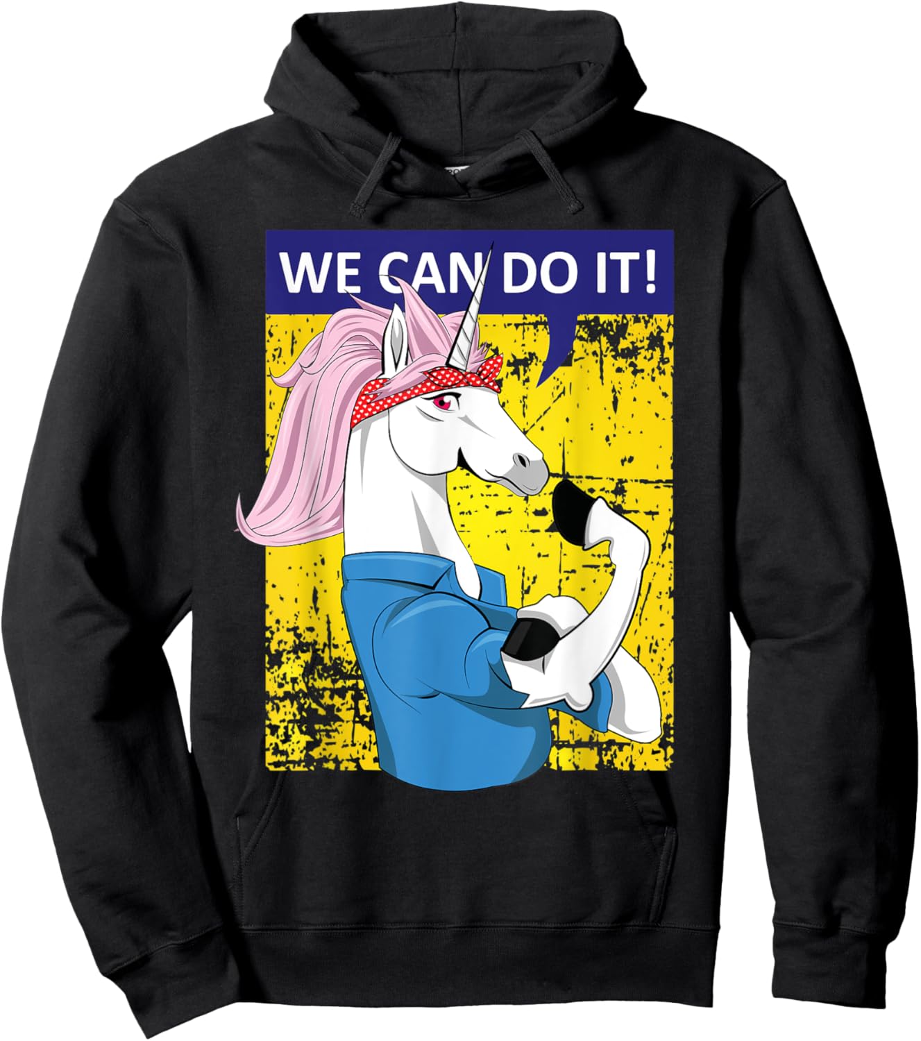 We can do it Rosie the Riveter Unicorn Gifts Hoodie - Hoodie | Black