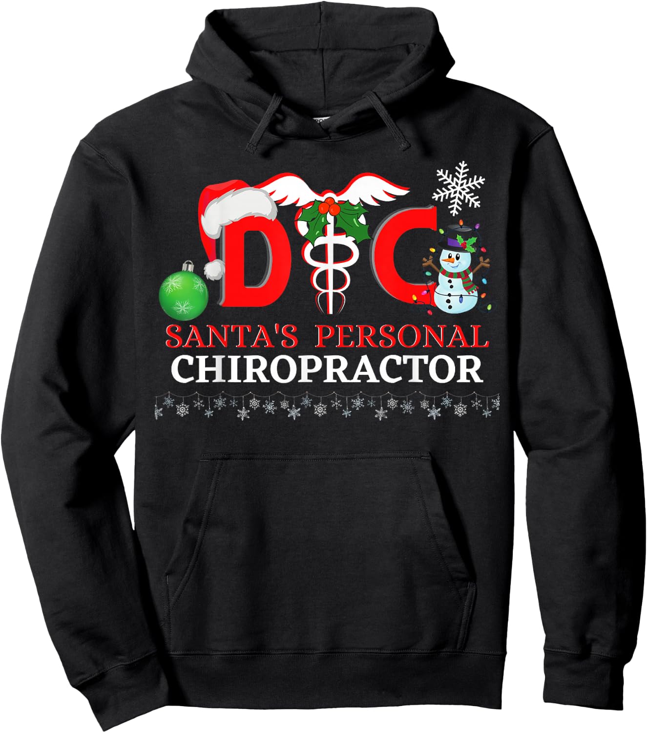 Santa's Personal Chiropractor Clinic Christmas Design Hoodie - Hoodie | Black