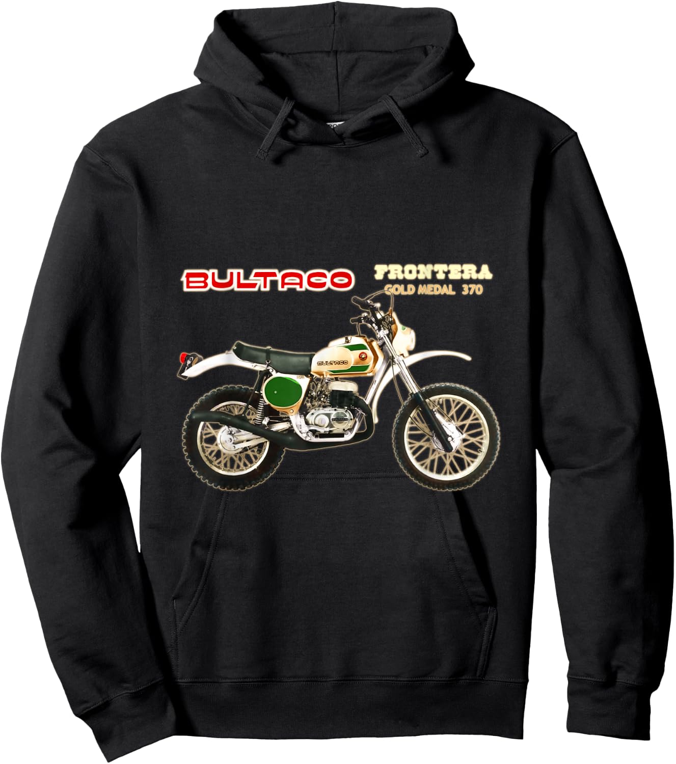 Classic Bultaco Motorcycle Frontera Gold Medal 350 Biker Hoodie - Hoodie | Black