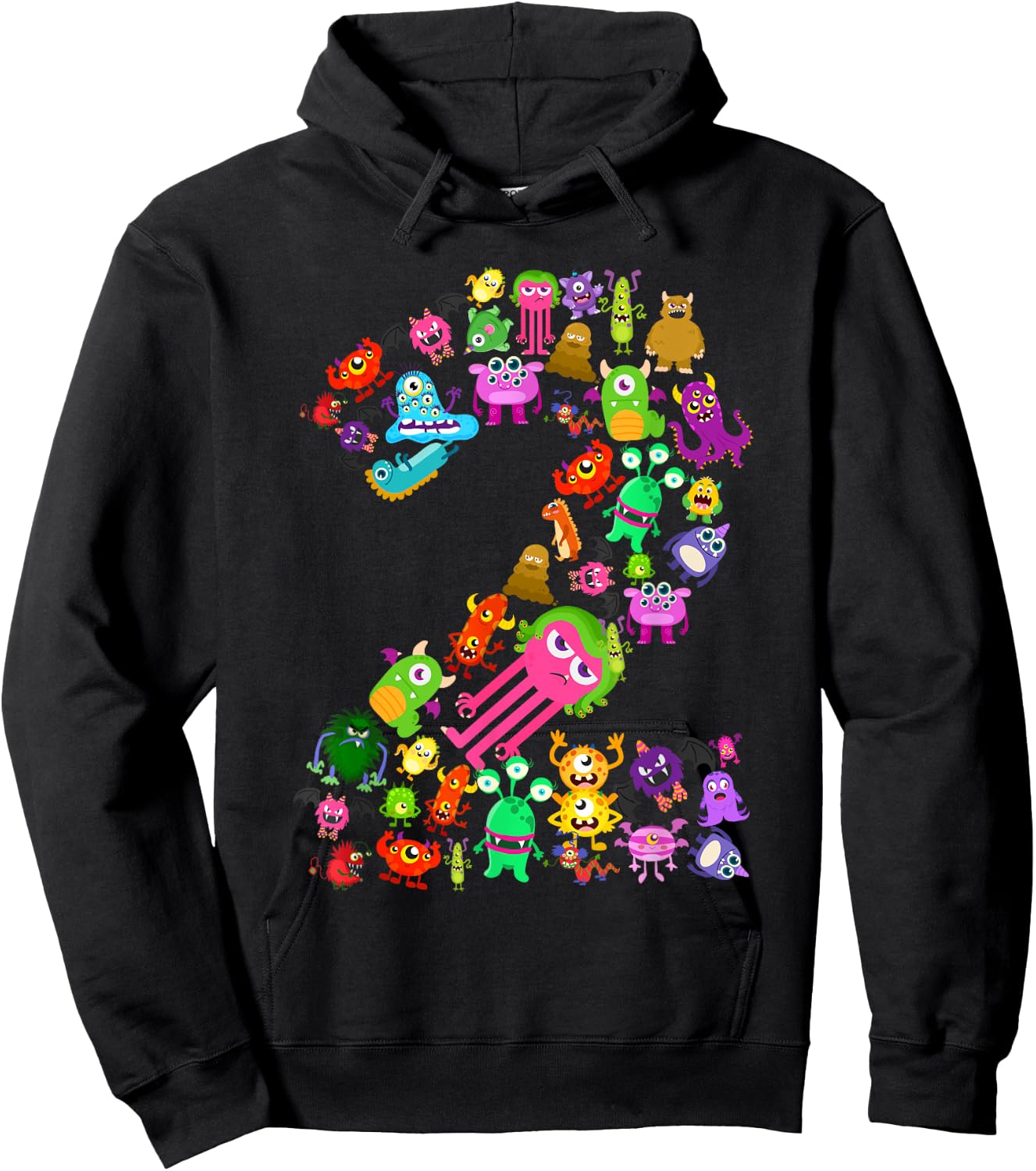 Little Monster 2 Two Years Old Kid 2nd Birthday Party Aliens Hoodie - Hoodie | Black