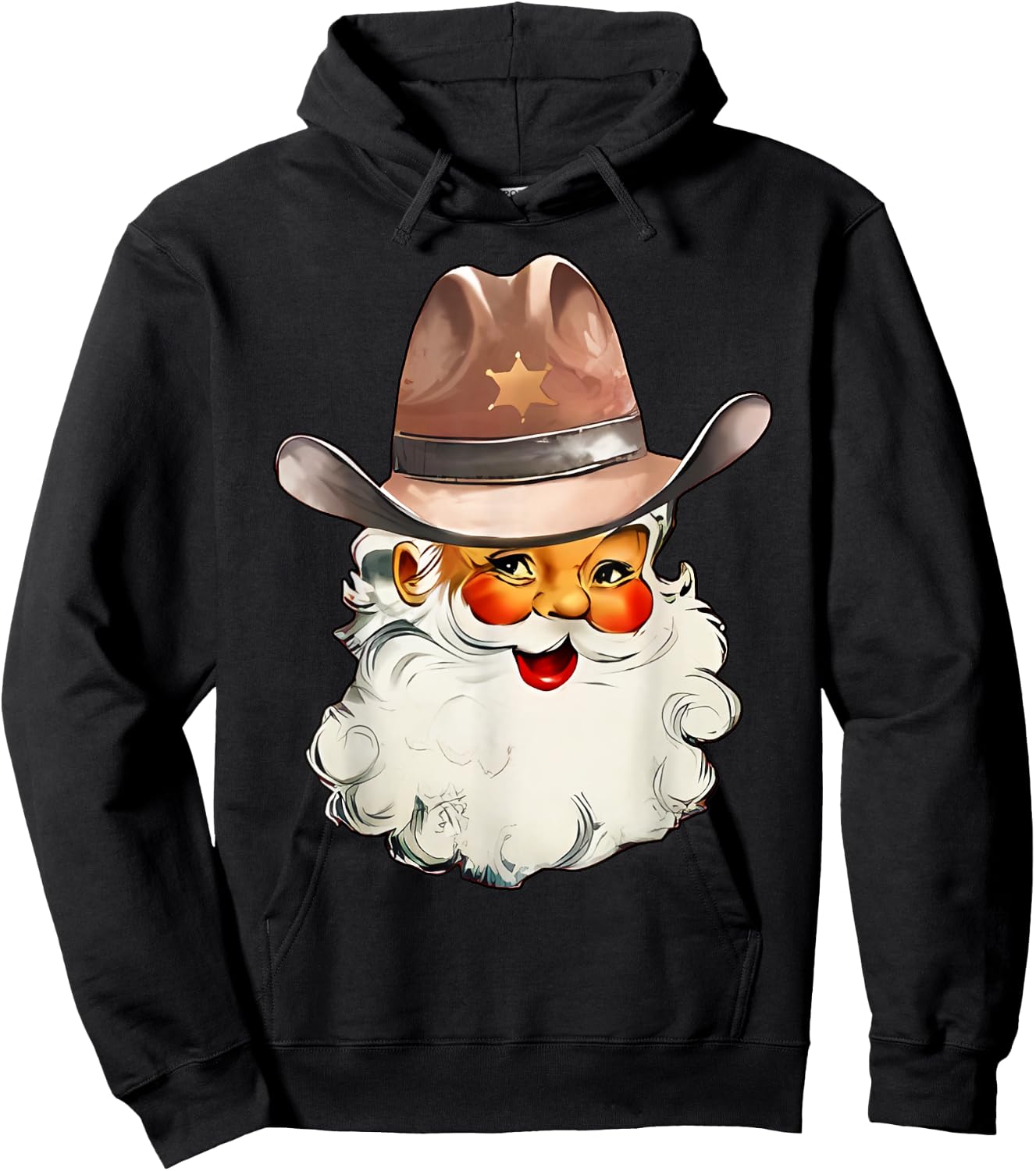 Santa Cowboy Cowgirl Western Howdy Christmas Hoodie - Hoodie | Black