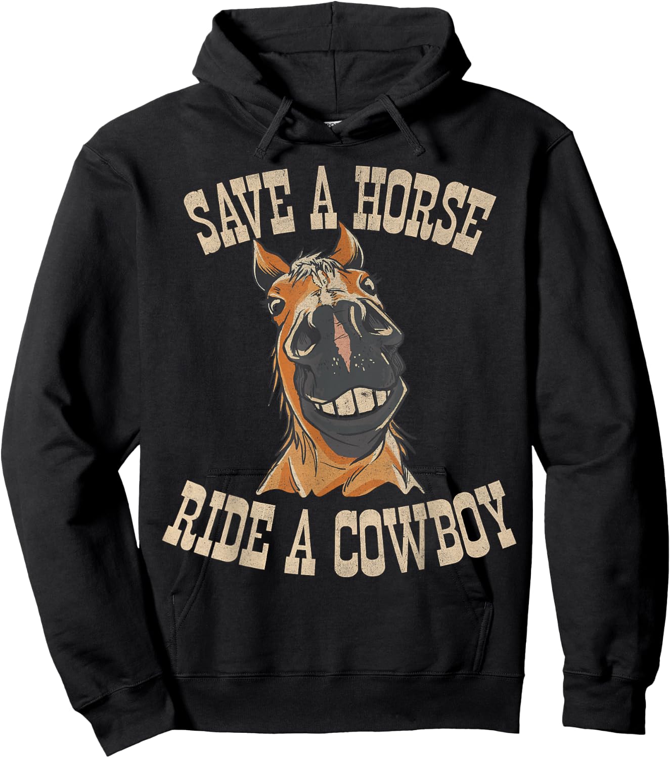 Save a Horse Ride a Cowboy Funny Rodeo Horseback Riding Hoodie - Hoodie | Black