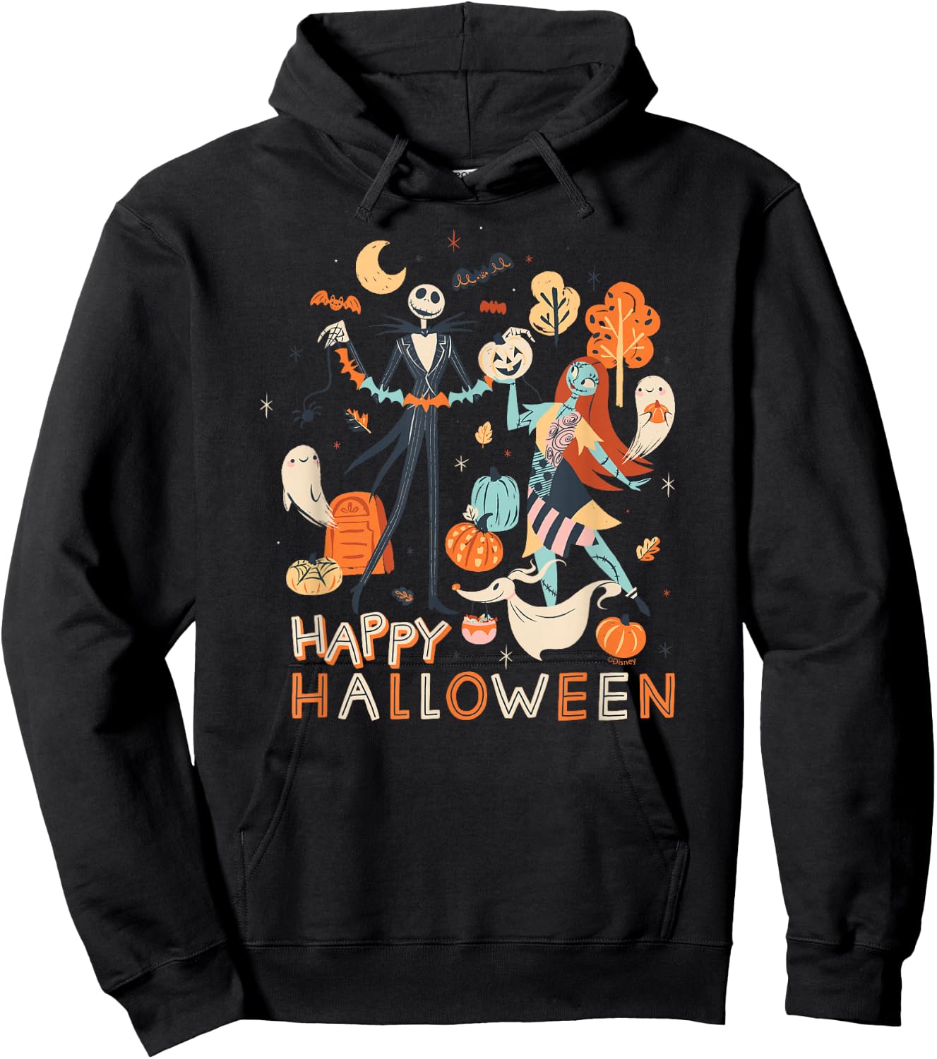 Disney The Nightmare Before Christmas Jack & Sally Halloween Hoodie - Hoodie | Black