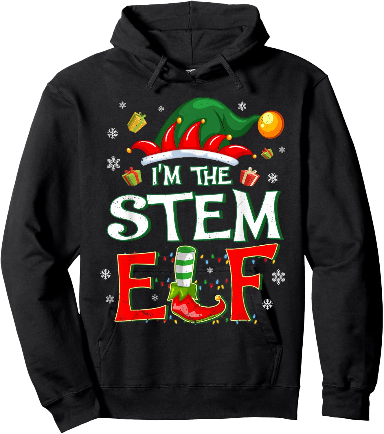 Im The STEM Elf Fun Christmas STEM Teacher Men Women Kids Hoodie - Hoodie | Black
