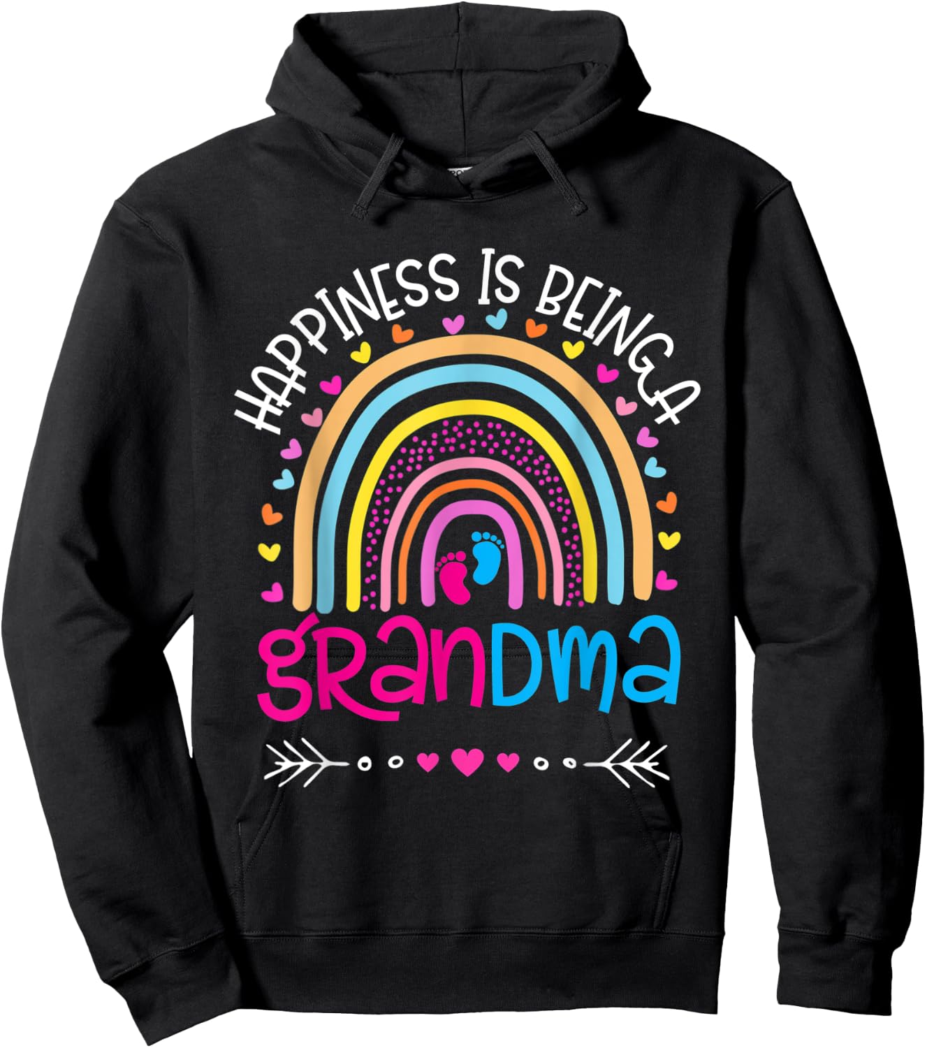 Happiness is being a grandma Rainbow mother's day 2022 Hoodie - Hoodie | Black