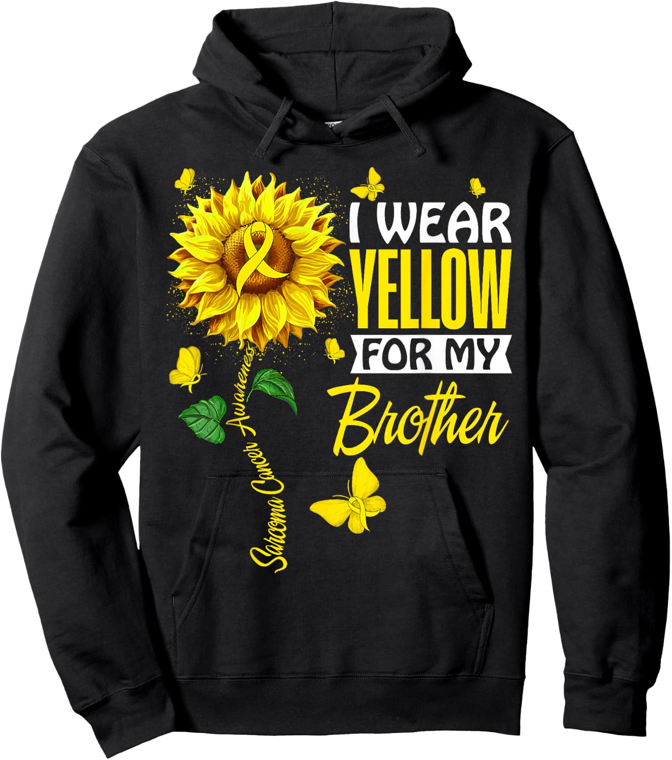 I Wear Yellow For Brother Sarcoma Cancer Awareness Support Hoodie - Hoodie | Black