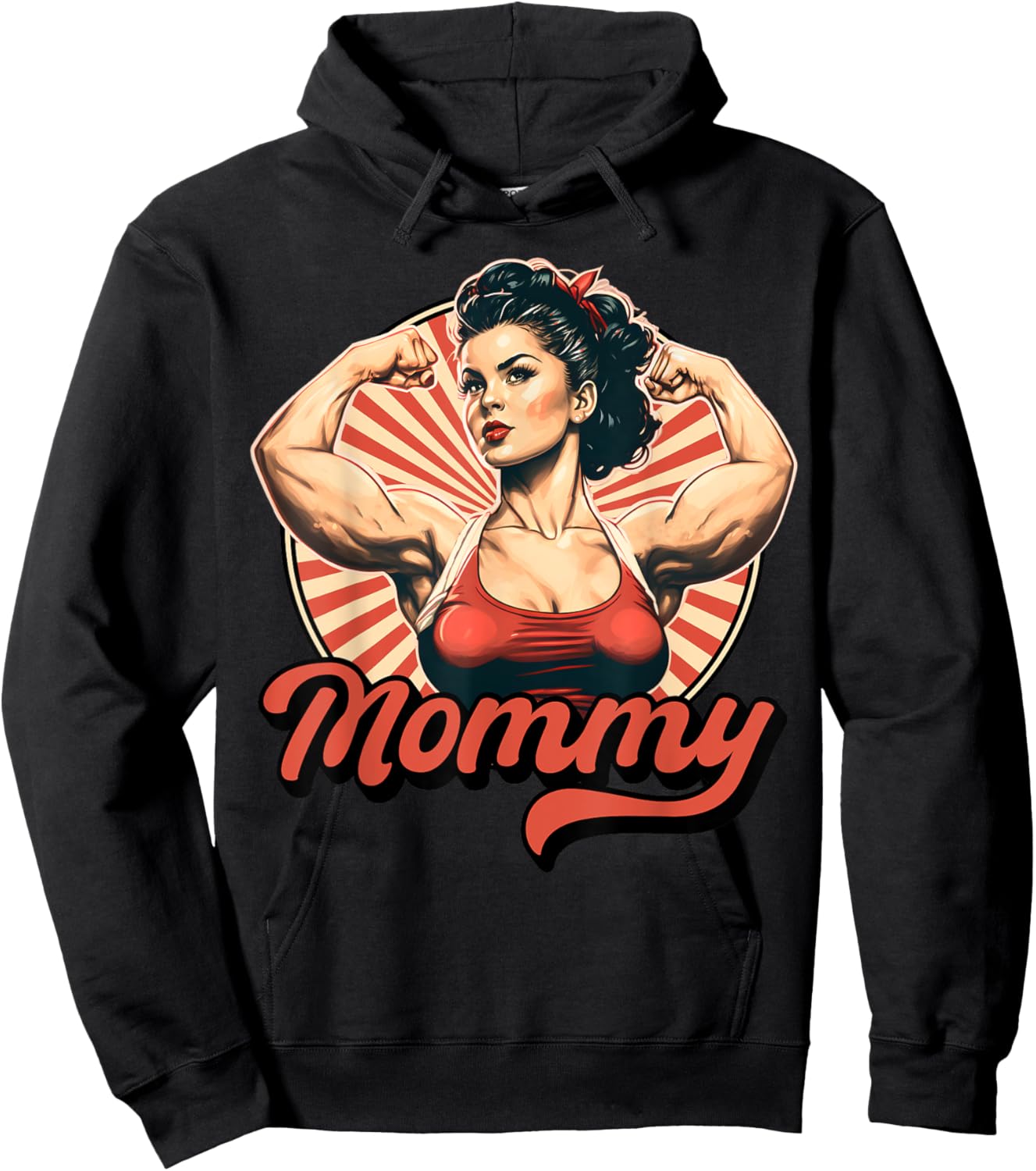 Mommy Retro Weightlifting And Bodybuilding Gym Mom Hoodie - Hoodie | Black