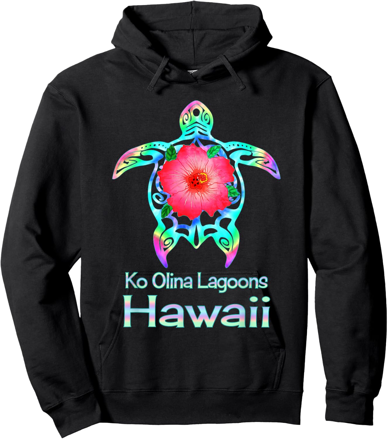 Hawaiian Colorful Sea Turtle Ko Olina Lagoons Hawaii Hoodie - Hoodie | Black