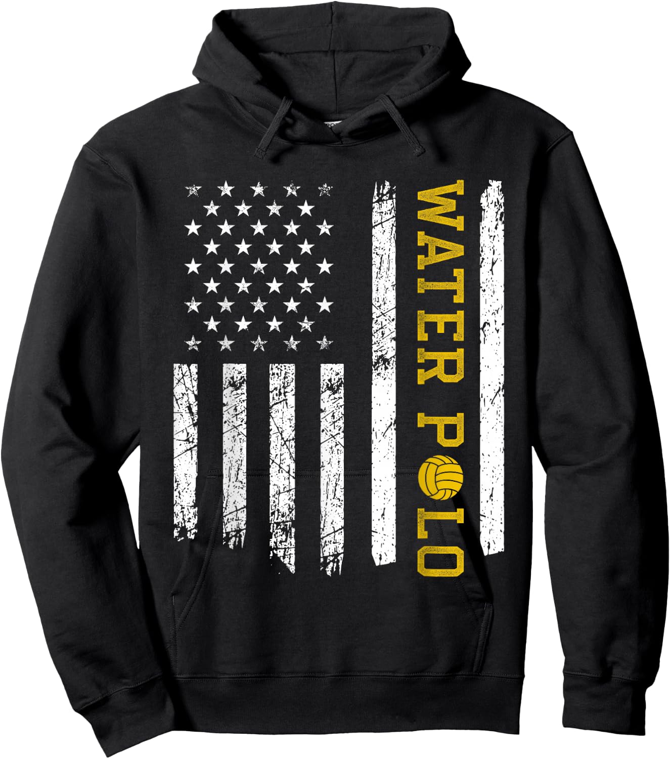 Vintage American USA Flag Water Polo Hoodie - Hoodie | Black