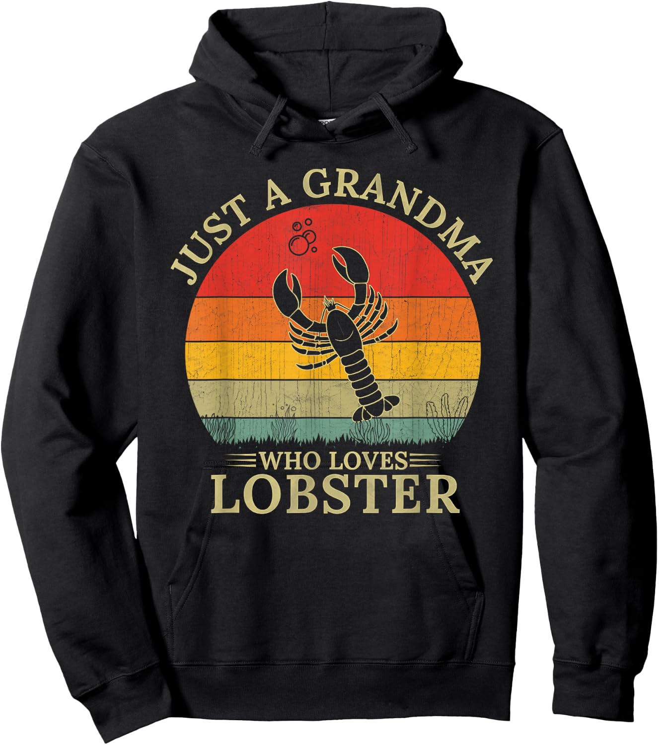 Retro Lobster Design Just A Grandma Who Loves Lobster Hoodie - Hoodie | Black