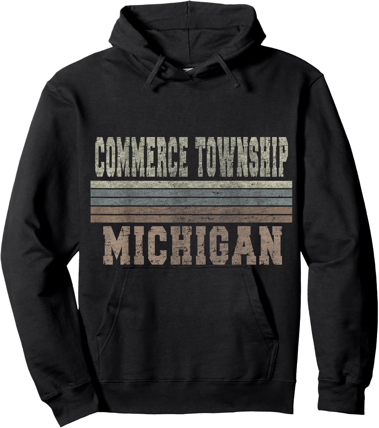 Retro Commerce Township Michigan Hoodie - Hoodie | Black
