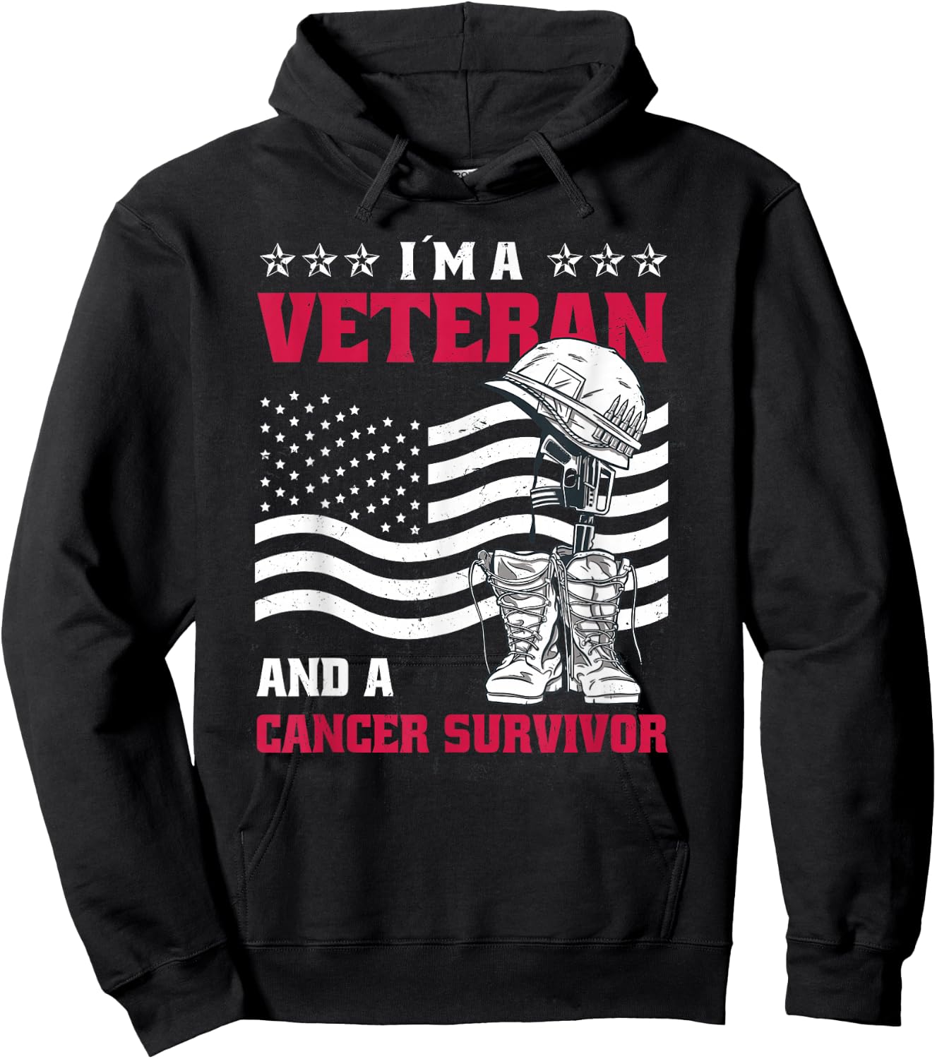 Veteran And Cancer Survivor Hoodie - Hoodie | Black