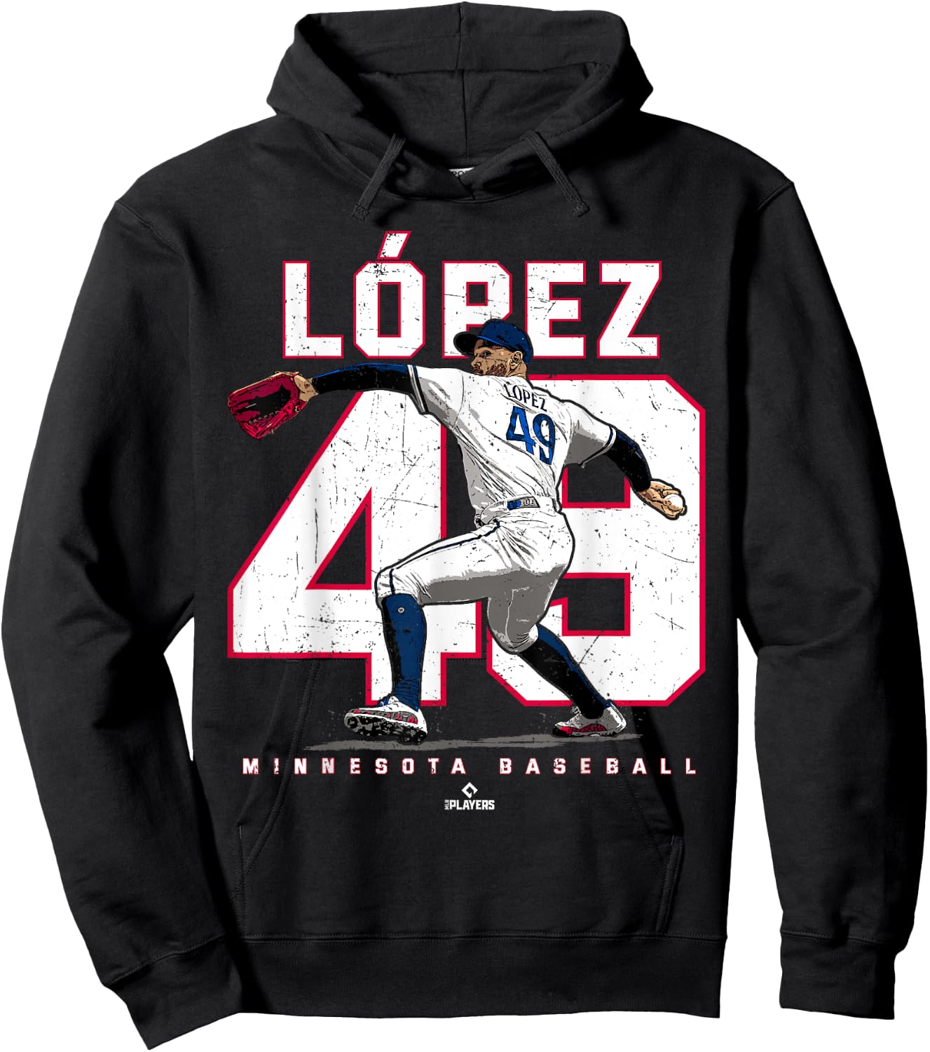 BallPark MVP -Adults Black Small Number and Portrait Pablo Lopez Minnesota MLBPA Hoodie - Hoodie | Black