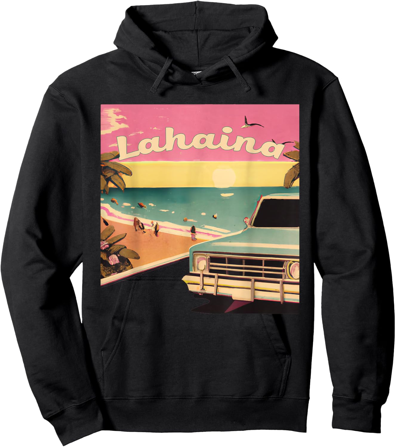Lahaina Retro Beach Vacation Souvenir Lahaina Surf Women Kids Hoodie - Hoodie | Black