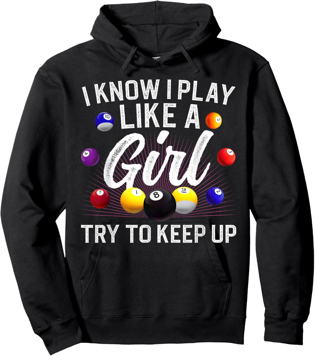 Funny Billiards Design Girls Pool Billiard Player Hoodie - Hoodie | Black