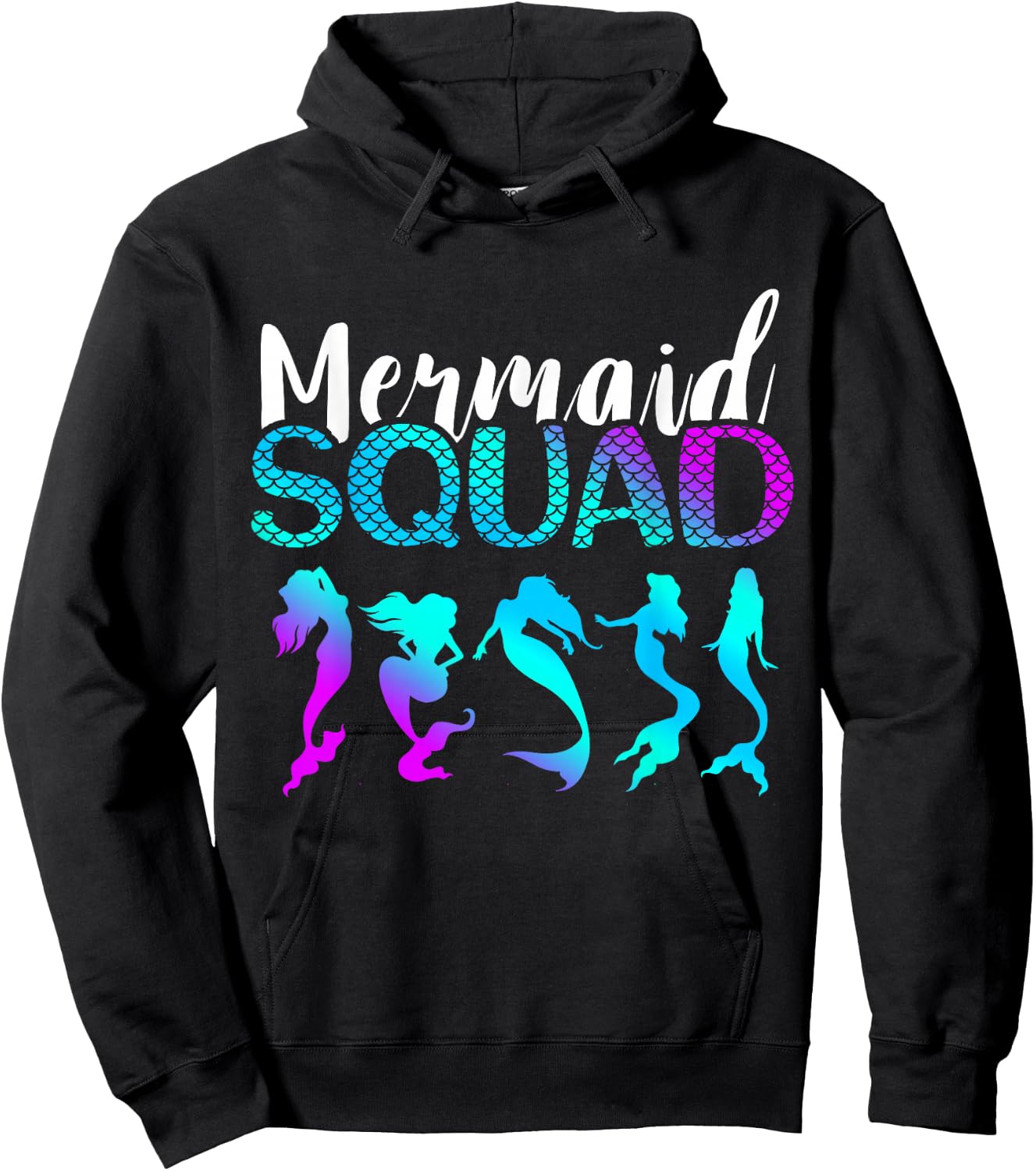 Mermaid Squad Aqua Beautiful Marine Sea Creature Clamshell Hoodie - Hoodie | Black