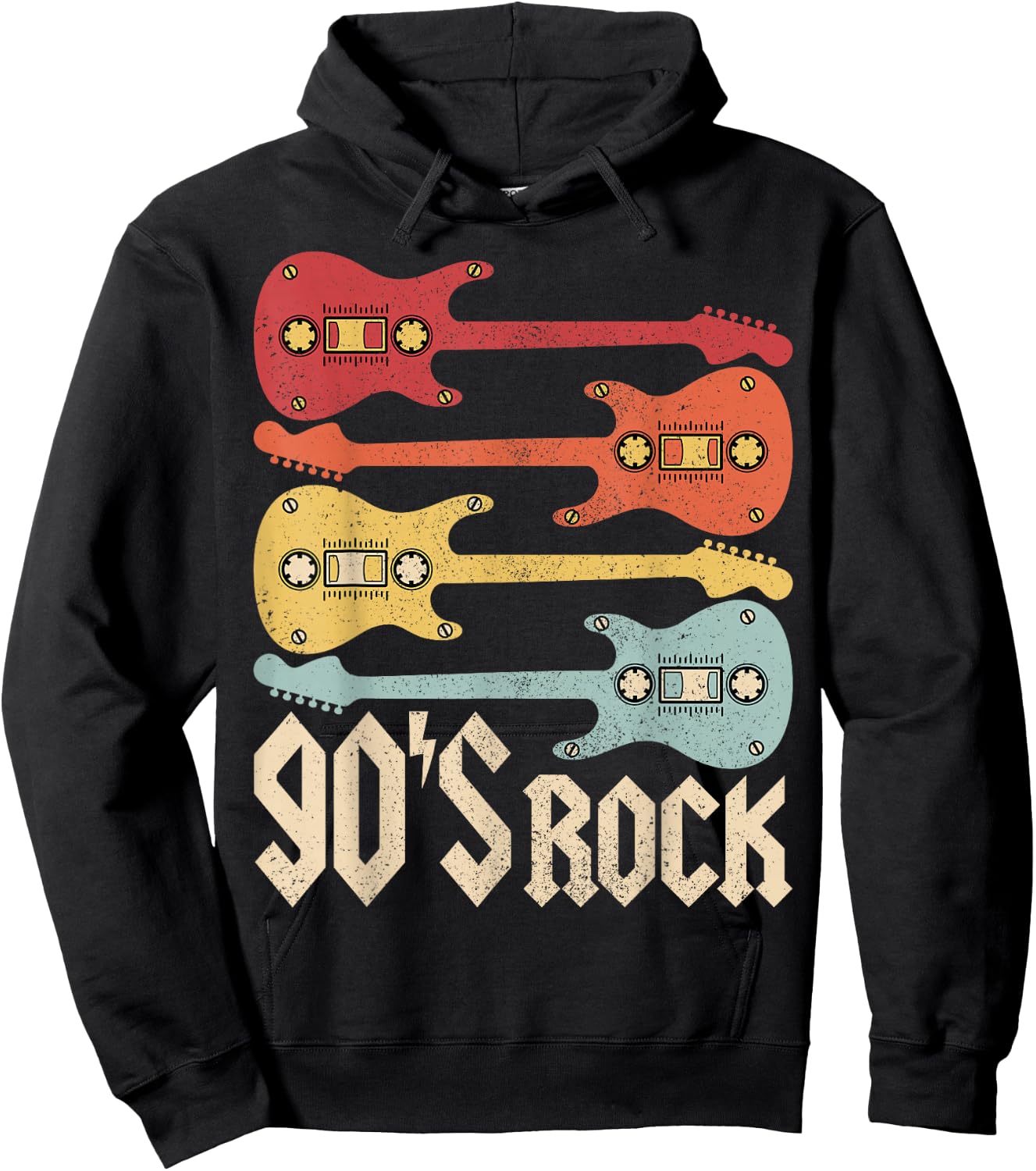90s Rock Band Guitar Cassette Tape 1990s Vintage 90s Costume Hoodie - Hoodie | Black