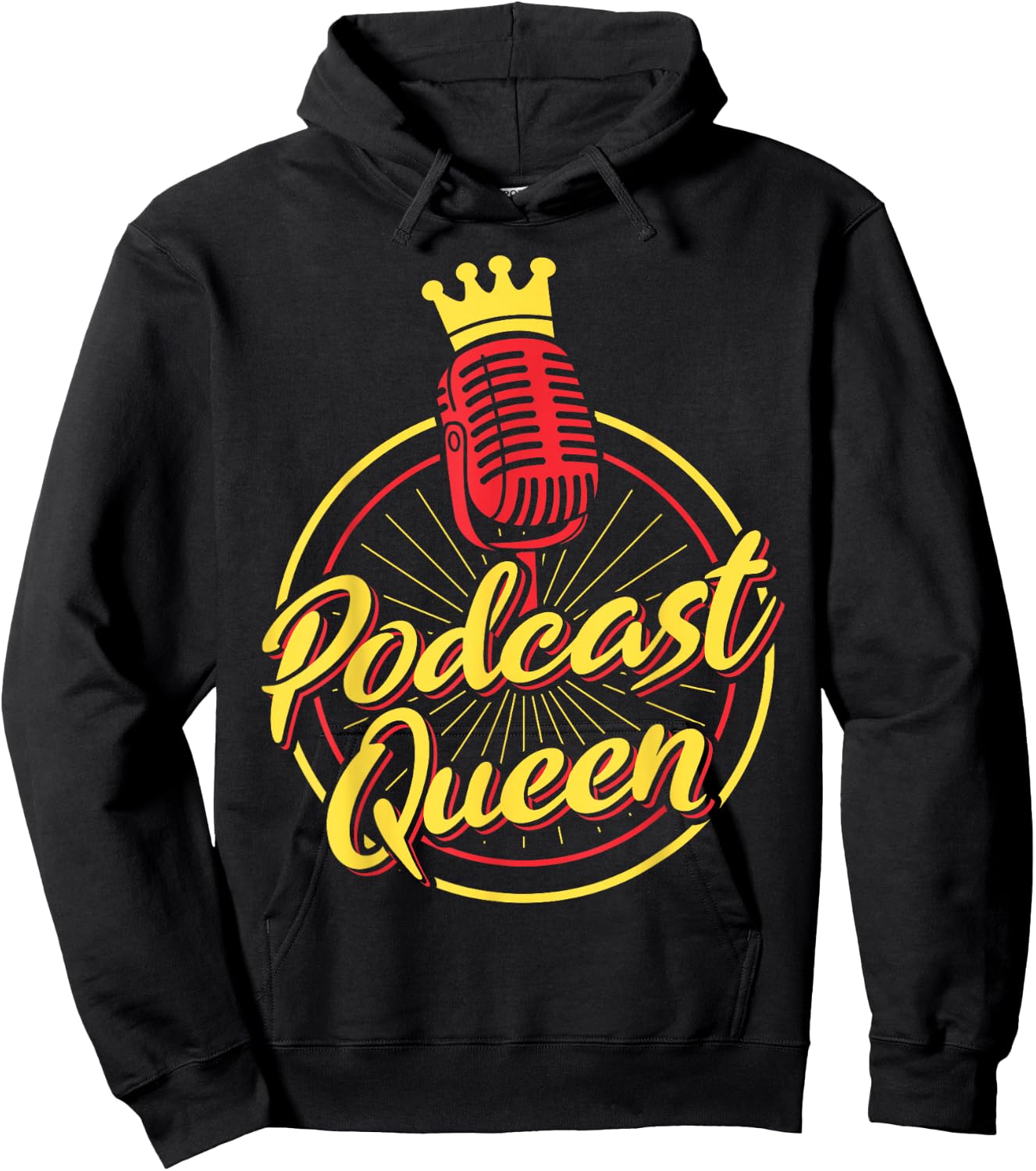 Podcasting Radio Streaming Vintage Podcast Queen Hoodie - Hoodie | Black