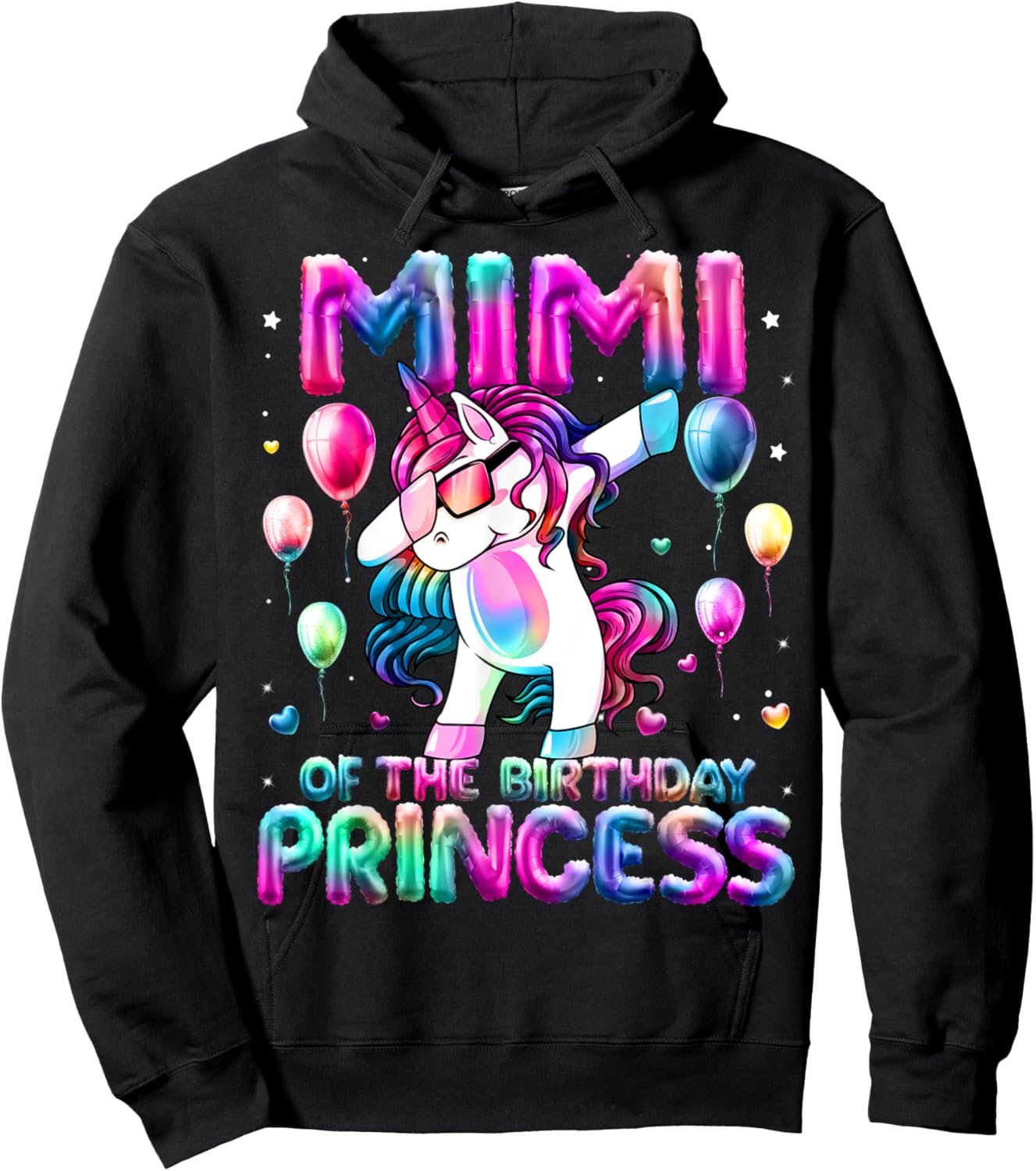 Grandma of the Birthday Princess Girl Dabbing Unicorn Mimi Hoodie - Hoodie | Black