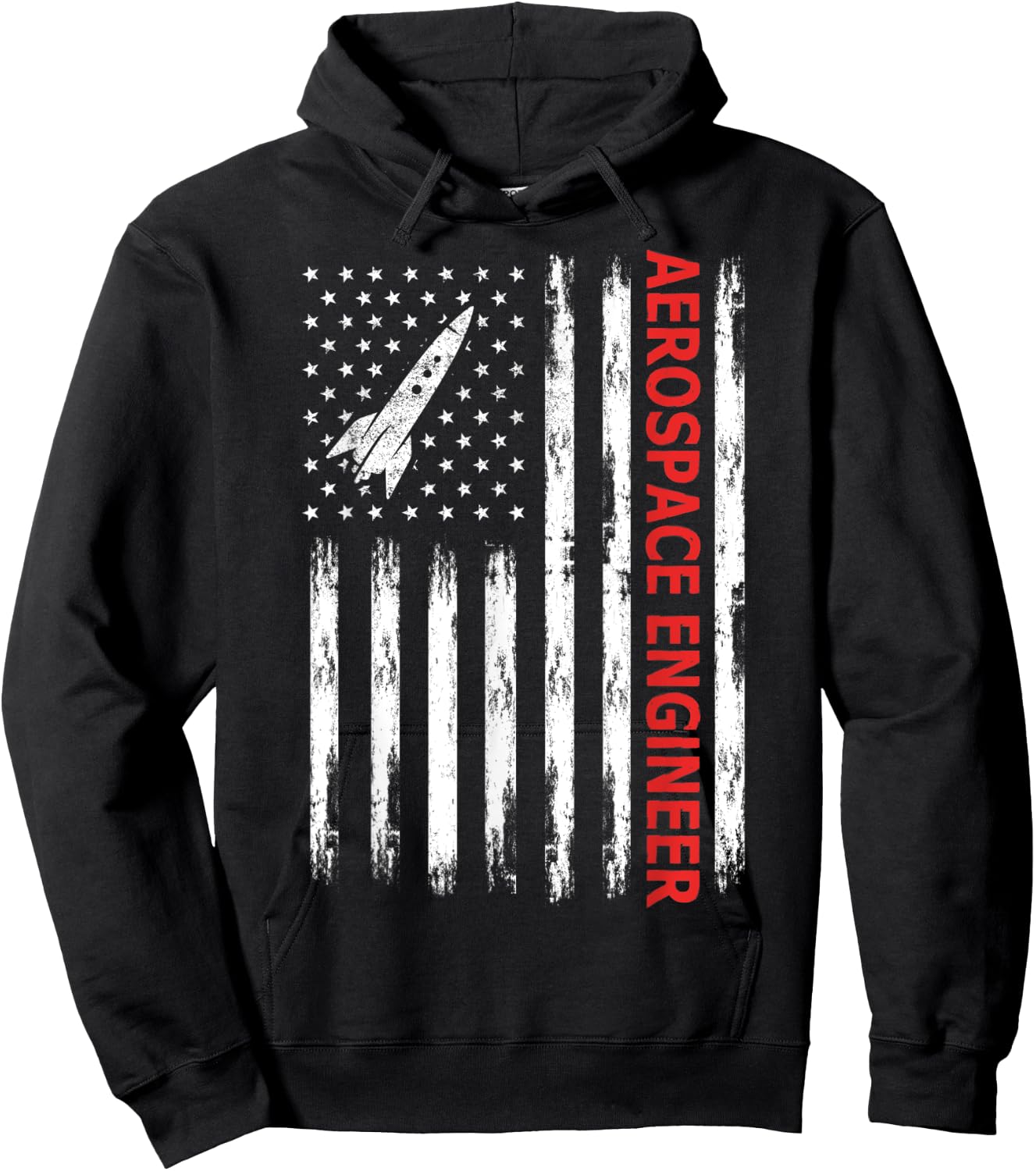 American Aerospace Engineer USA Flag Hoodie - Hoodie | Black