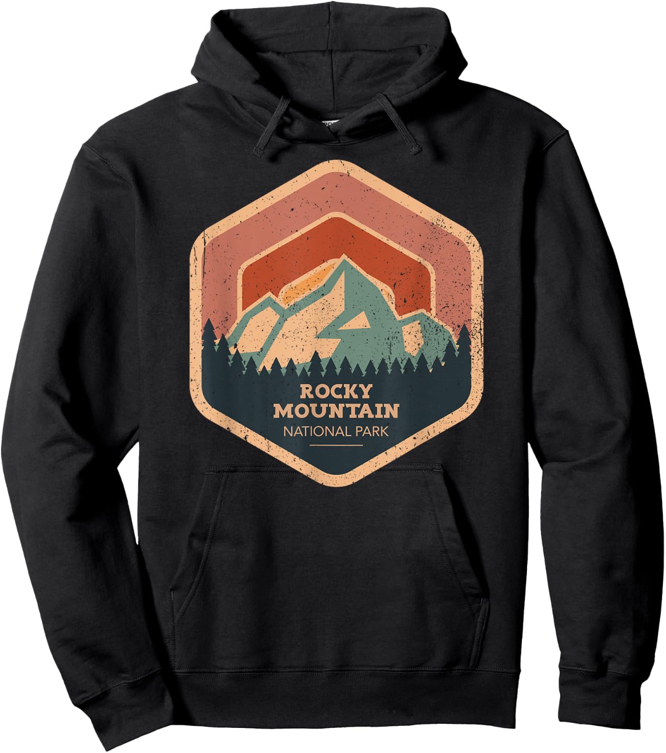 Rocky Mountain National Park Retro Sunset Vintage Hoodie - Hoodie | Black