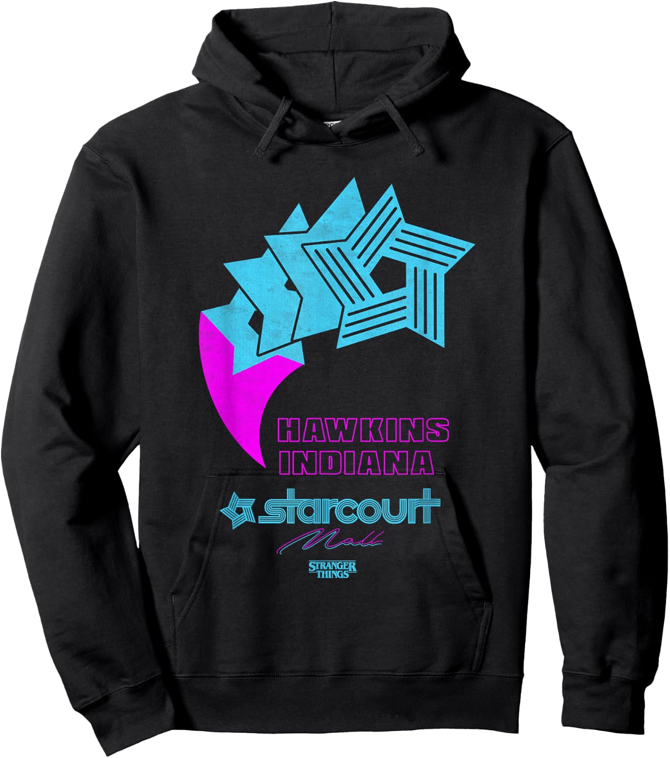 Stranger Things Hawkins Indiana Starcourt Mall Retro Logo Hoodie - Hoodie | Black