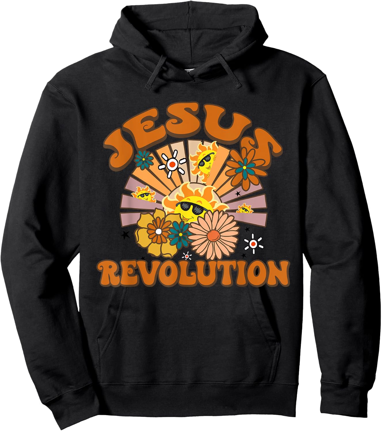 Jesus Revolution Funny Christian Retro Groovy Boho Hoodie - Hoodie | Black