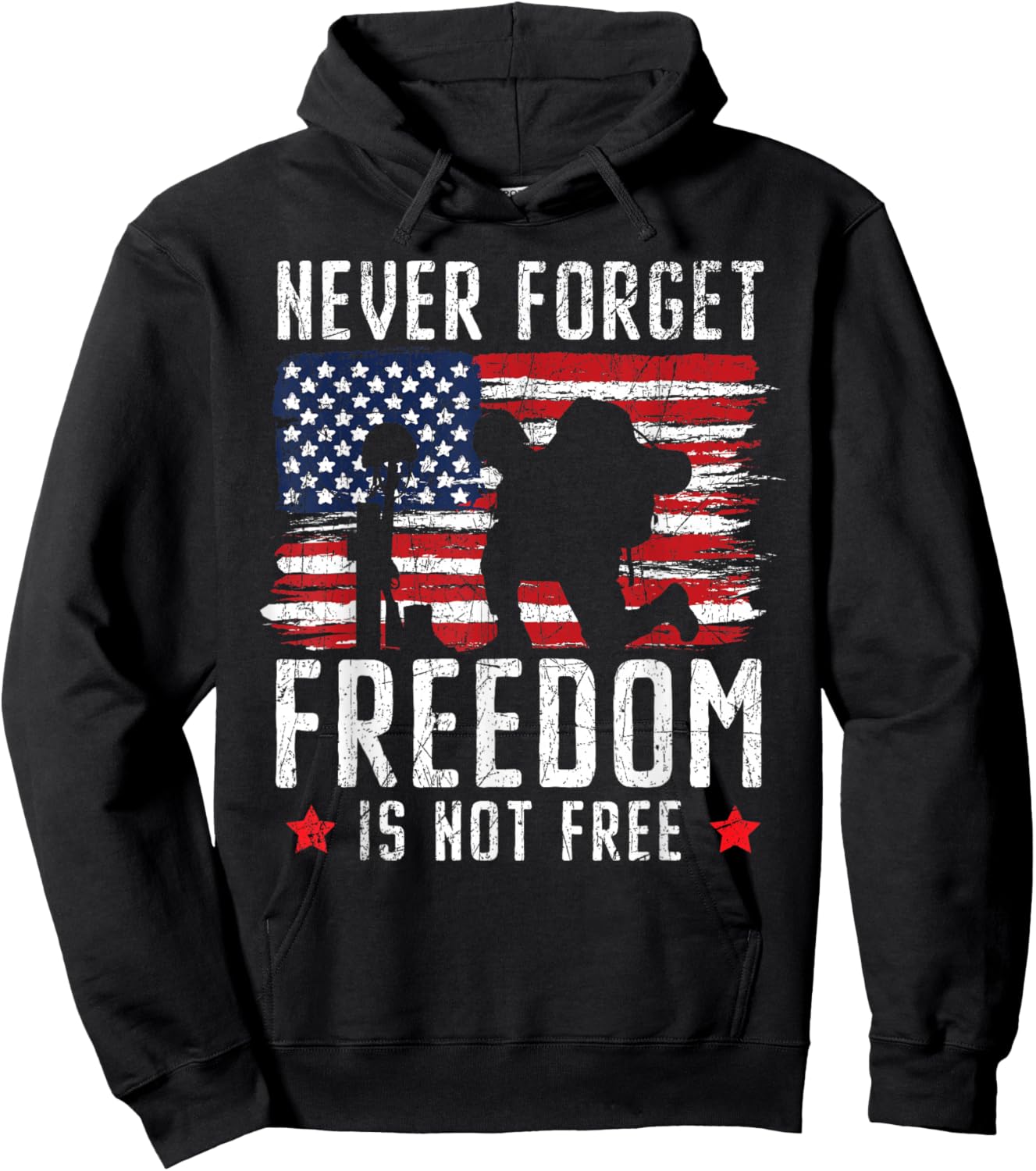 Never Forget Freedom is Not Free USA American Memorial Day Hoodie - Hoodie | Black