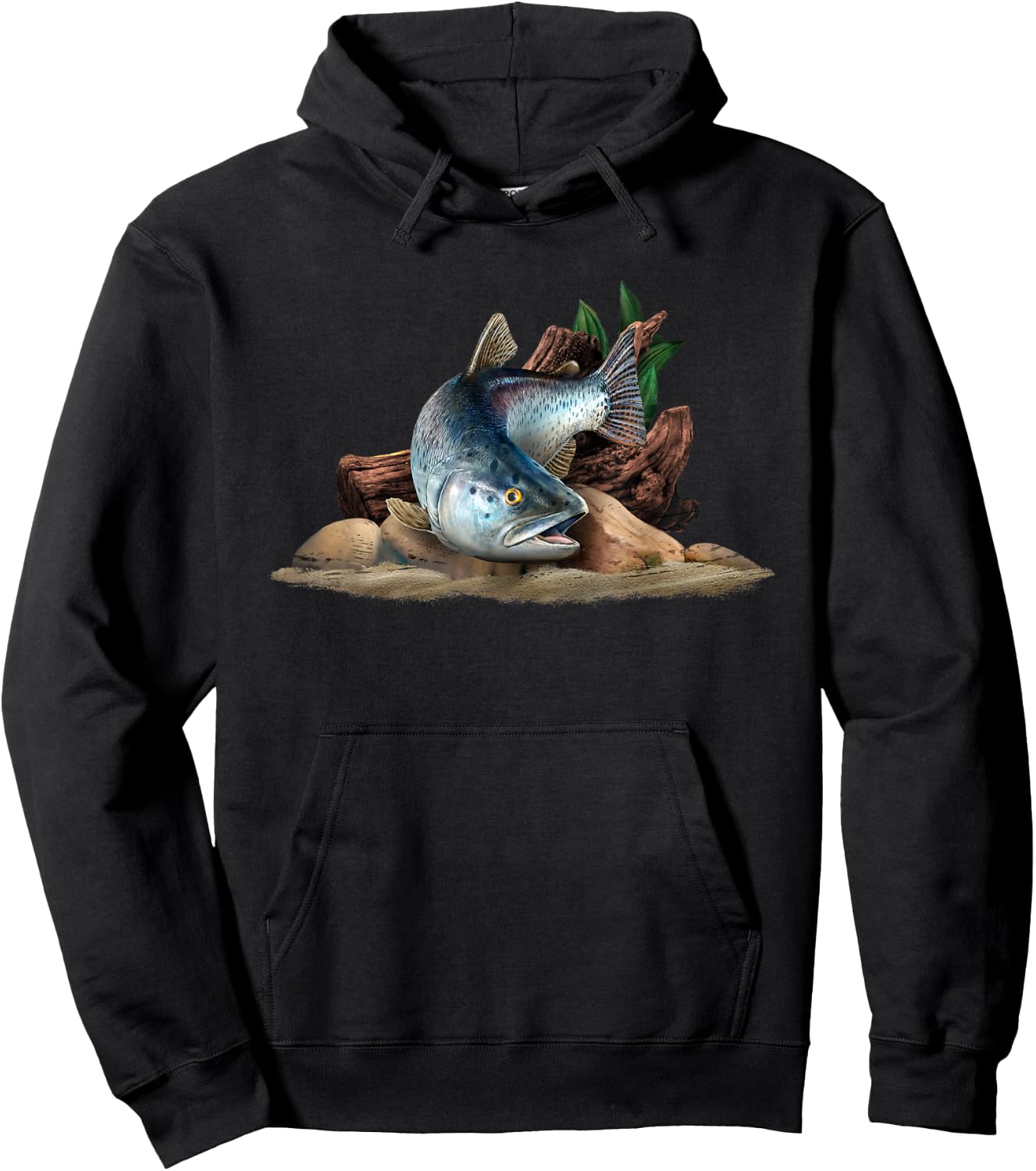 Trout Fish Illustration Fly Fishing Art Hoodie - Hoodie | Black