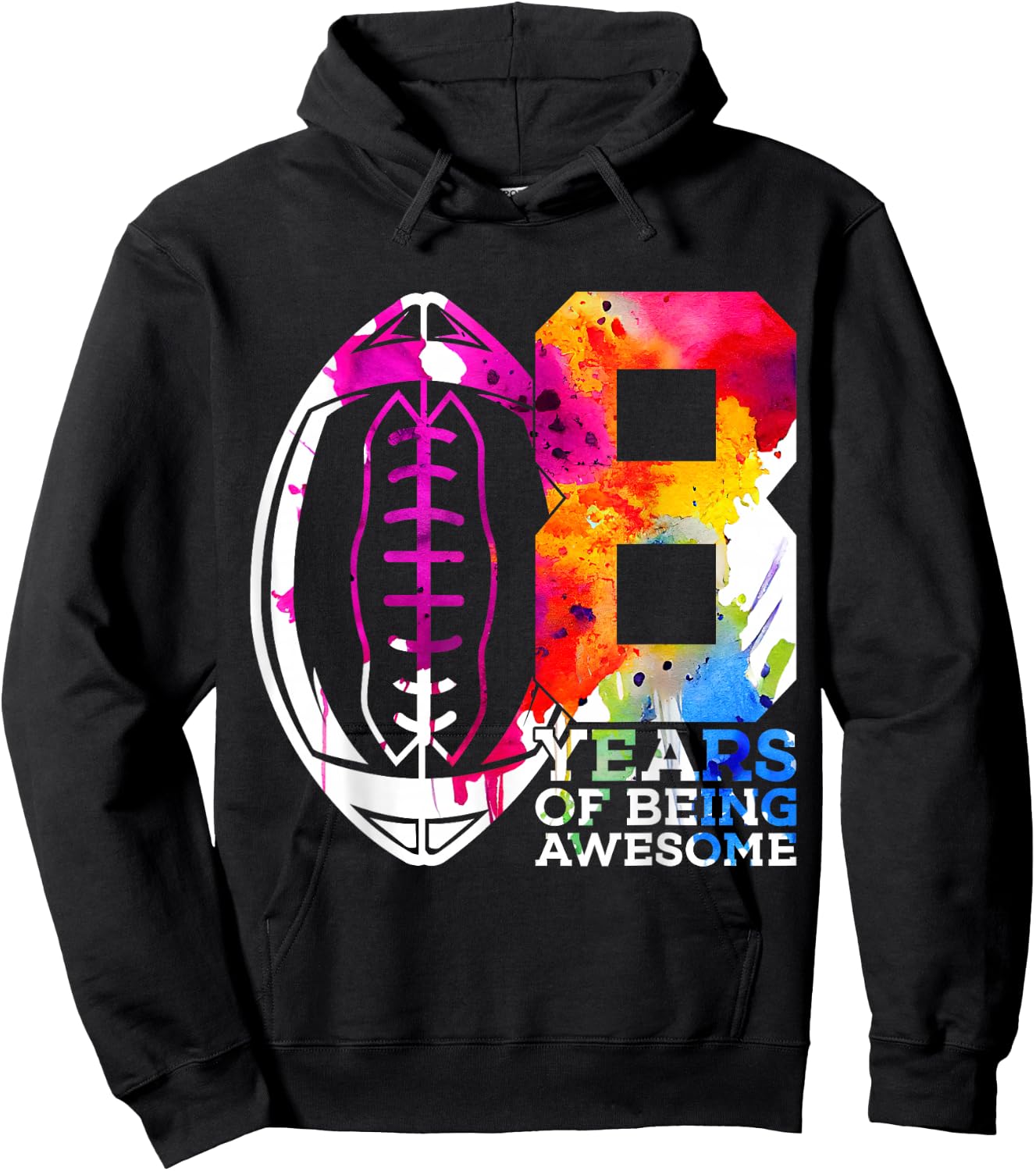 8 Years of Being Awesome Football 8TH Birthday Hoodie - Hoodie | Black